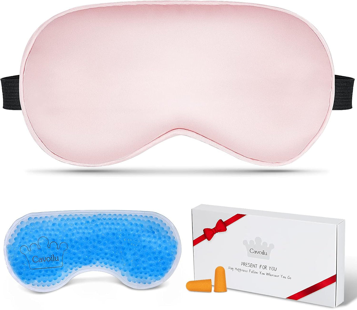 Cooling Eye Mask for Sleeping, Silk Sleep Mask w/Gel Eye Mask, Heated Eye Masks, Blindfold Eye