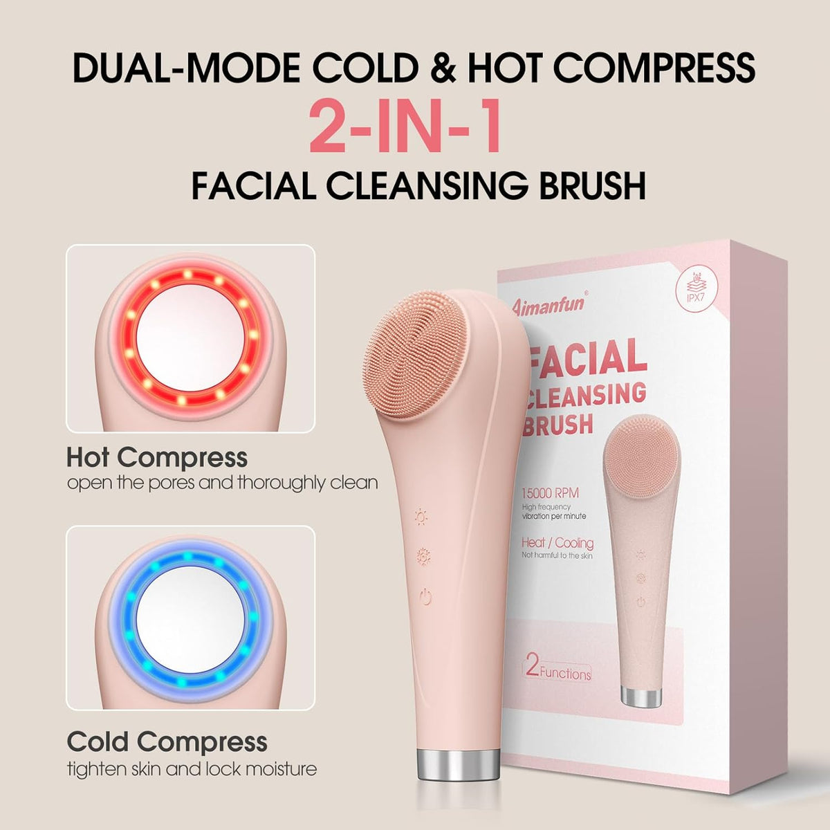 Facial Cleansing Brush,Silicone Face Scrubber,Pore Scrubber for Women Men,IPX7 Waterproof