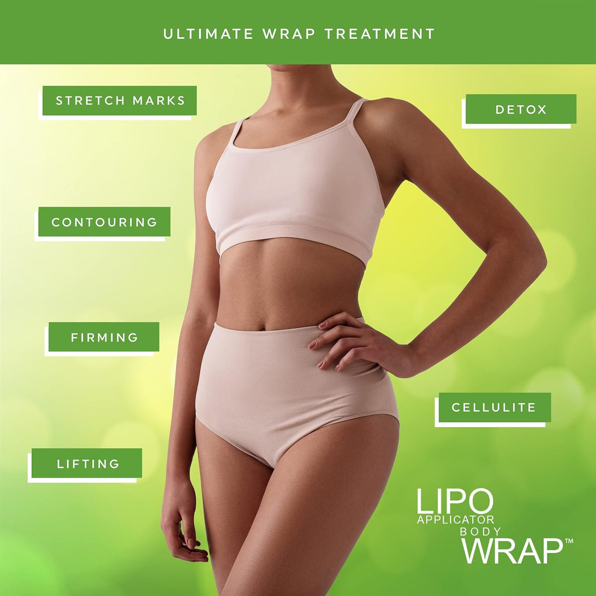 Tummy Body Wrap with Guarana, Green Tea, Seaweed Wraps Works for Stomach, Belly, Legs, Arms Abdomen
