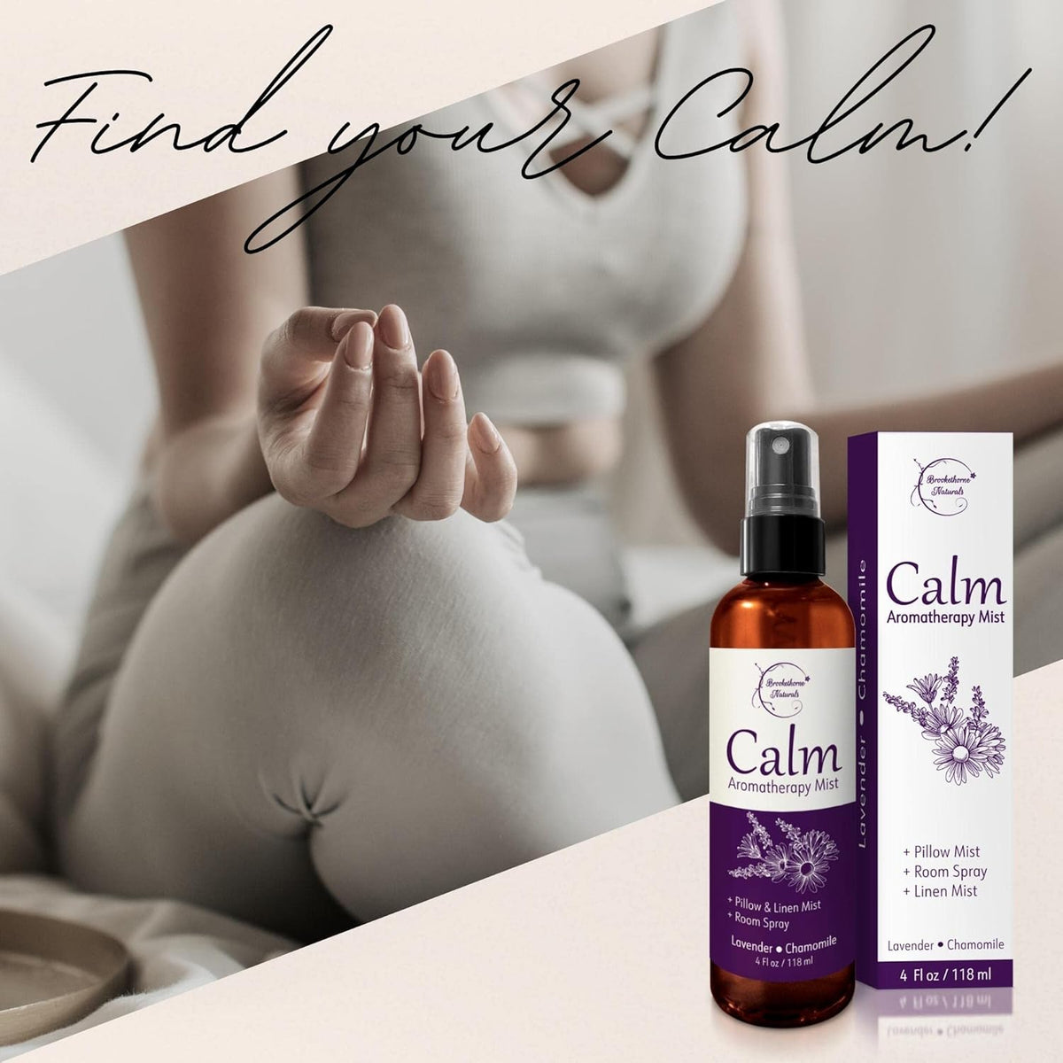Calm Aromatherapy Mist with Lavender & Chamomile Essential Oil. Natural Sleep & Pillow Spray, Room