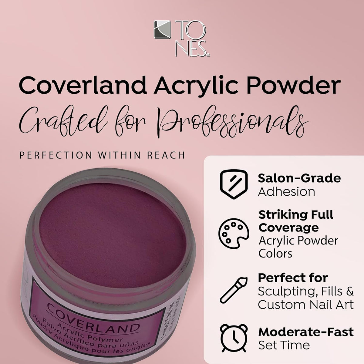 Tones Coverland Acrylic Nail Powder "Pour the Wine" - Limited Edition for Nail Design, Sculpting