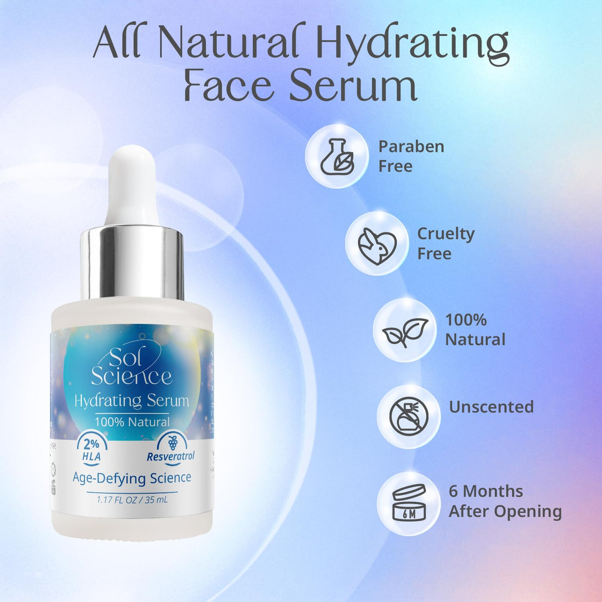 Ultra Hydrating Face Serum – Hyaluronic Acid + Resveratrol for Dry Skin – Lightweight All Natural