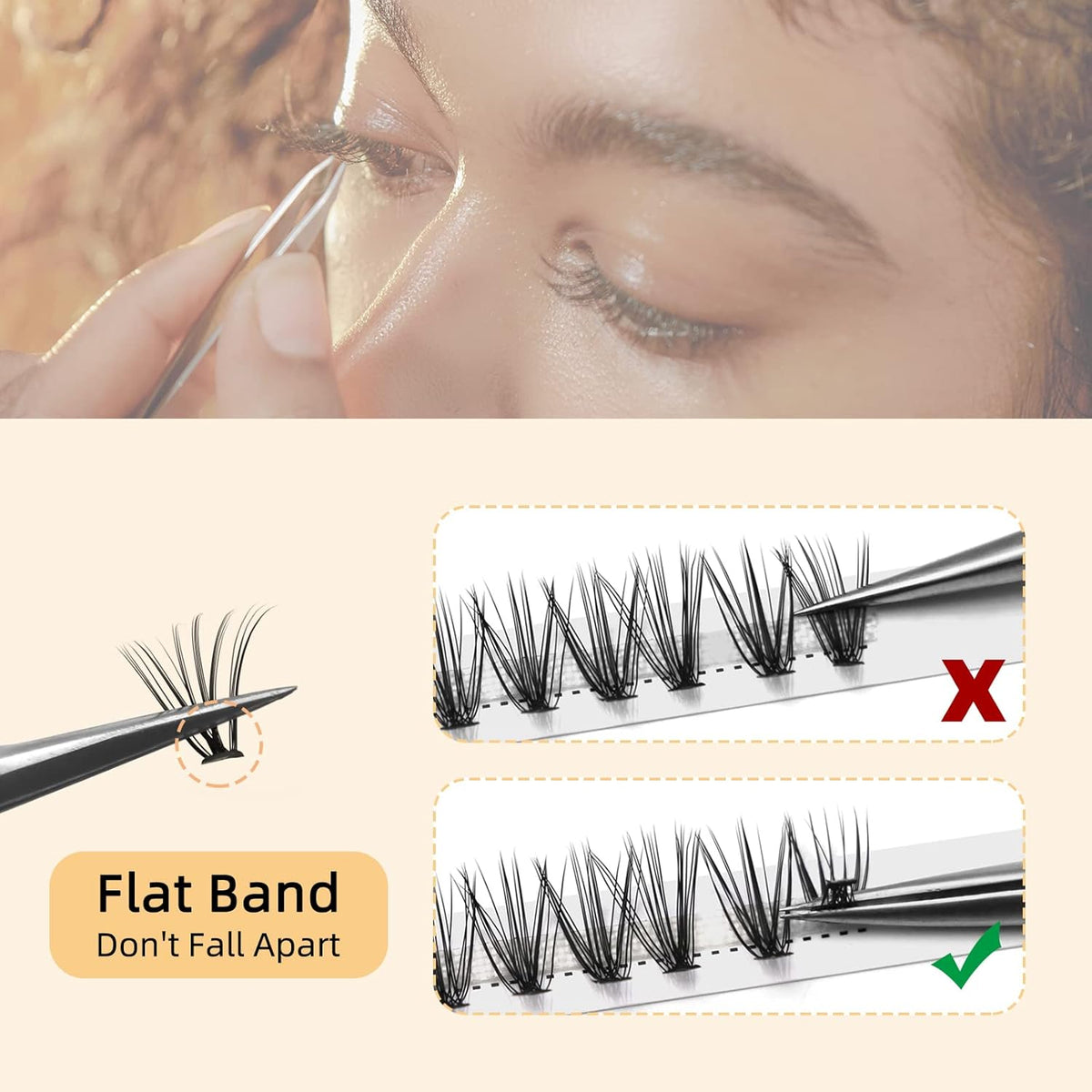 QUEWEL Lash Clusters 240Pcs Cluster Lashes 20D 0.07C Curl Mix8-14mm Individual Lashes