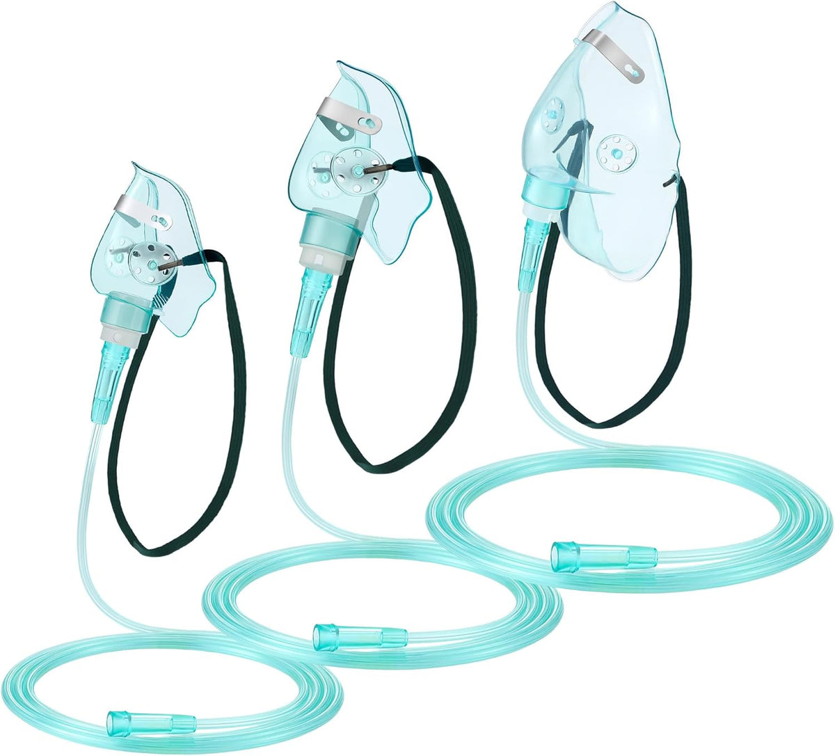 Geiserailie 3PCS S/M/L Size Oxygen Mask for Adult with 6.6 Ft Tubing and Adjustable Elastic Strap