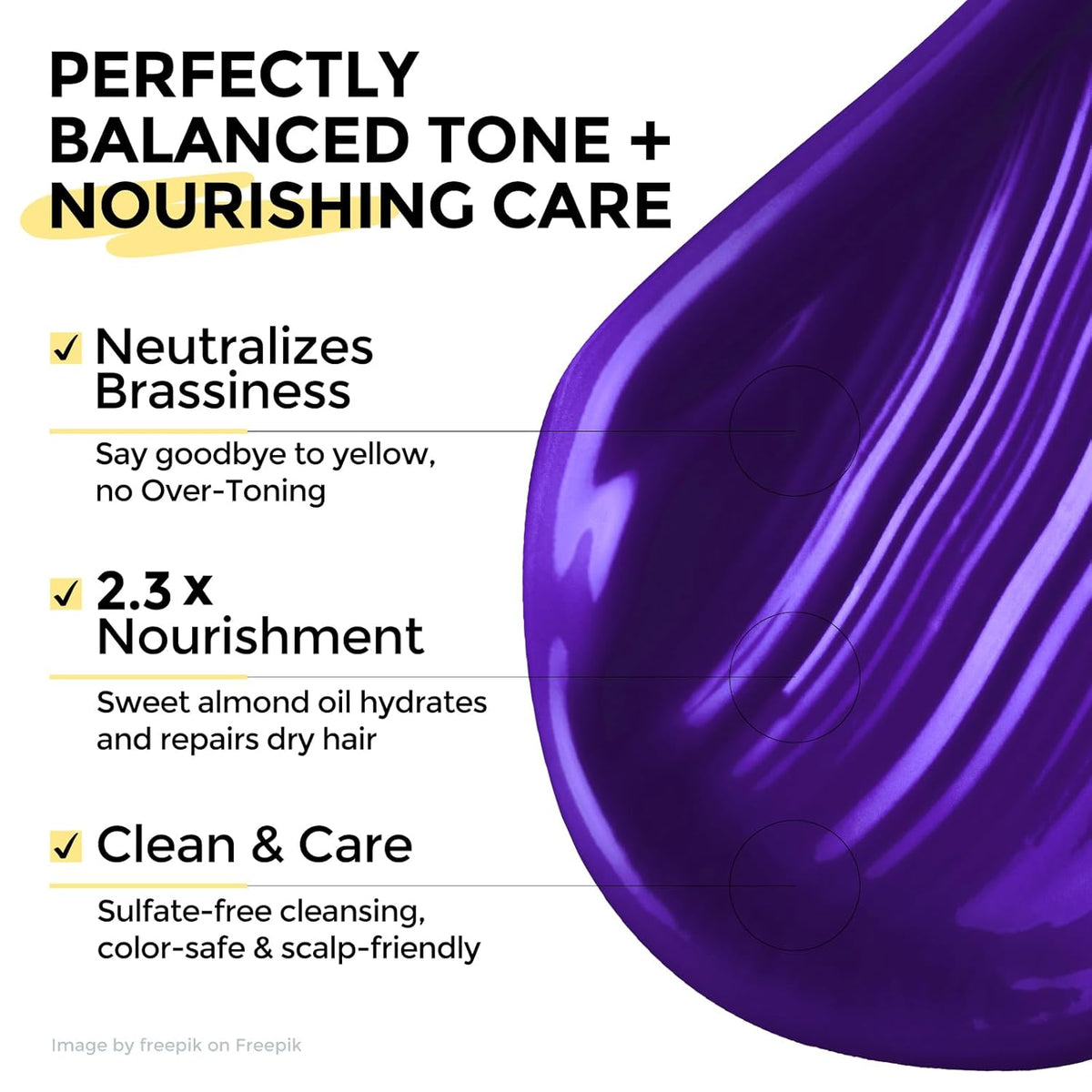 Bye Bye Yellow Purple Shampoo, Neutralizes Brass & Yellow Tones, Sulfate Free, For Color Treated