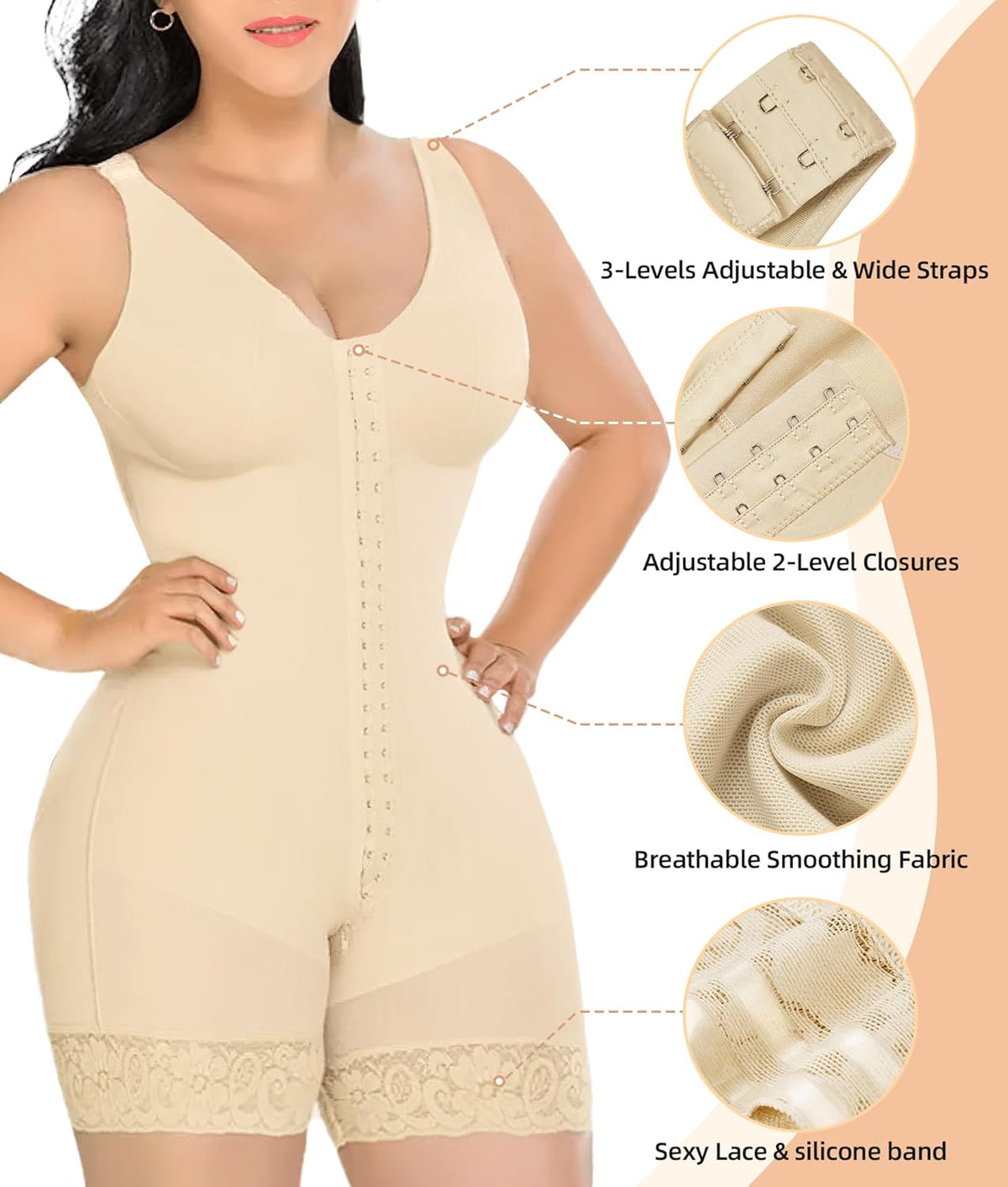 YIANNA Fajas Colombianas Shapewear for Women Tummy Control Post Surgery Full Body Shaper Butt