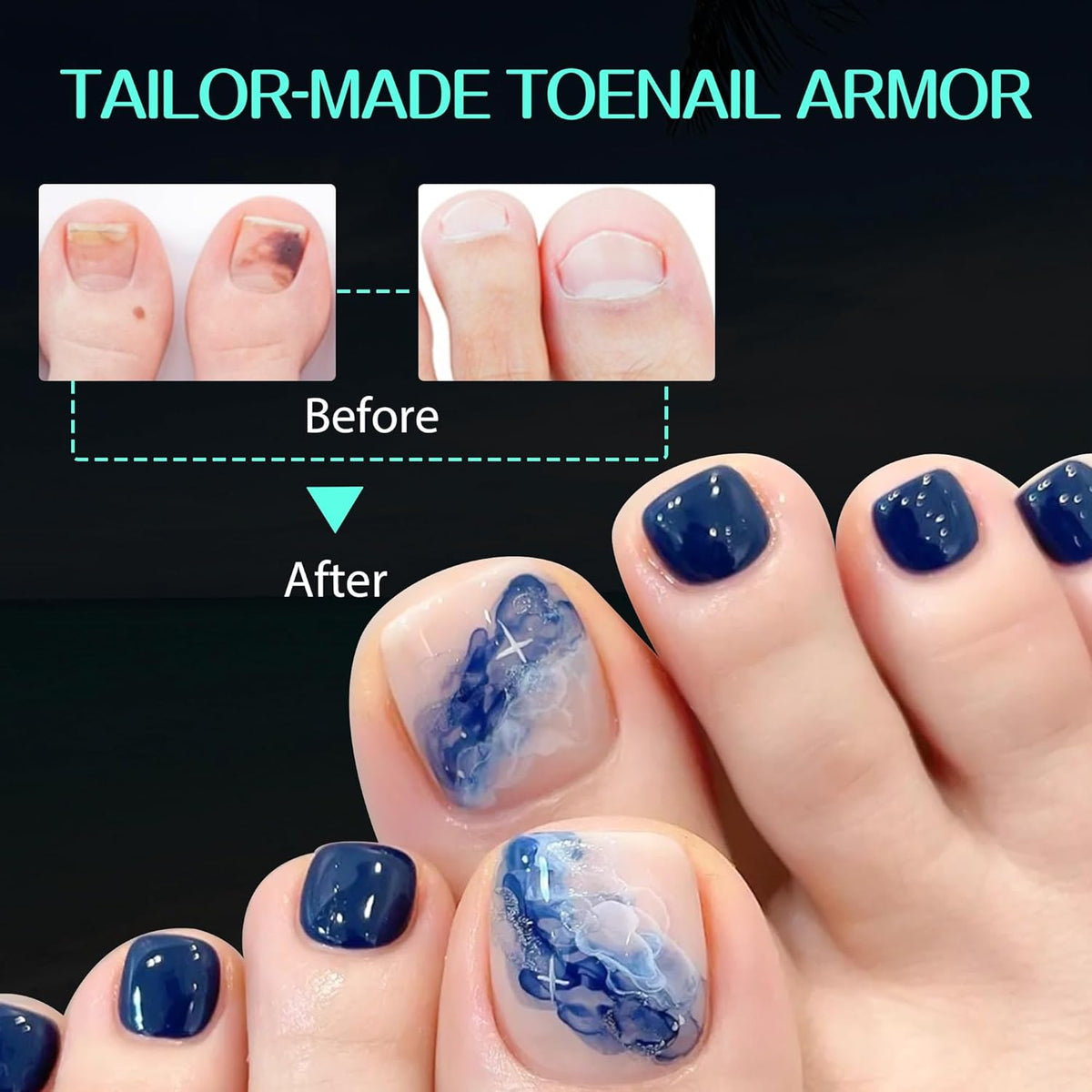 UNA GELLA Toe Nail Tips 216Pcs Short Square False Soft Gel Full Cover Fake Toe Nails Matte Toe