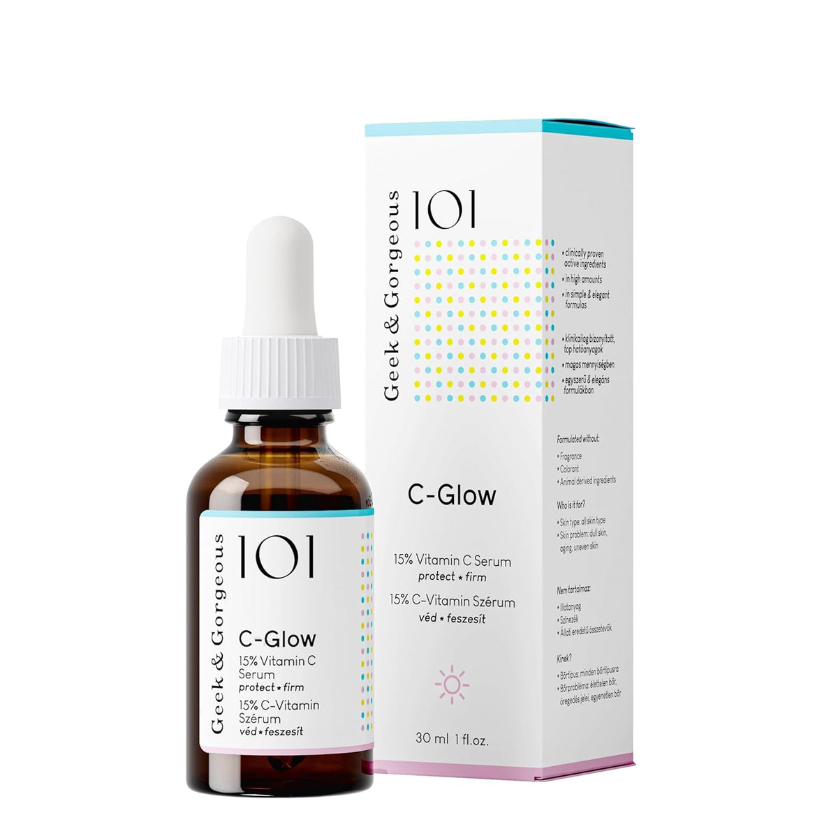 Geek & Gorgeous - C-Glow - 15% Vitamin C + Ferulic acid & Vitamin E Serum, protects against