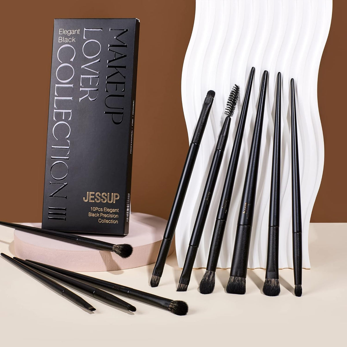 Jessup Eyeshadow Brush Set, 10Pcs Eye Makeup Brushes Professional for Blending Eye Shadow Liner
