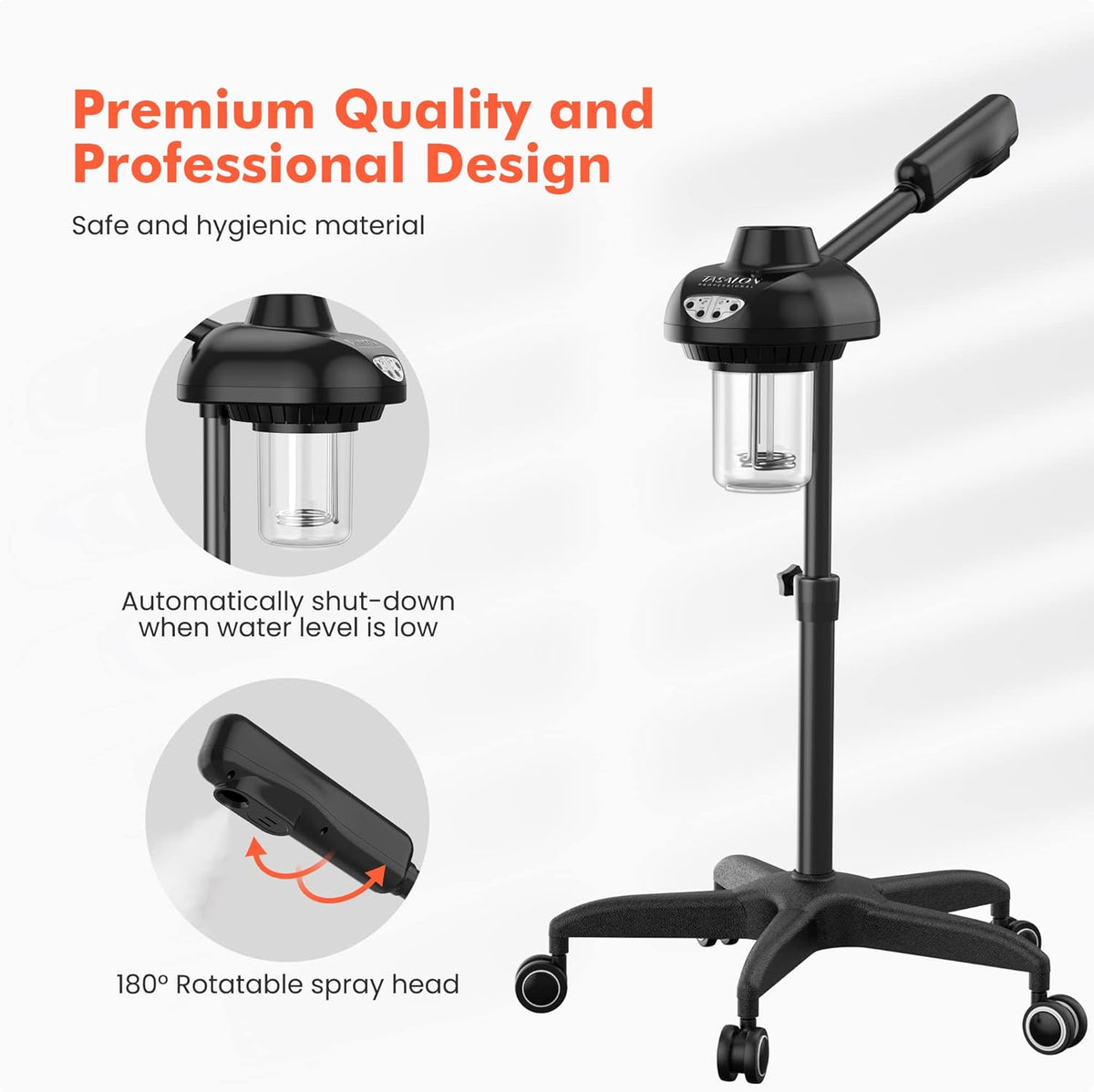TASALON Facial Steamer on Wheels - Face Steamer for Professional Skin Rejuvenation, Facial Steamer