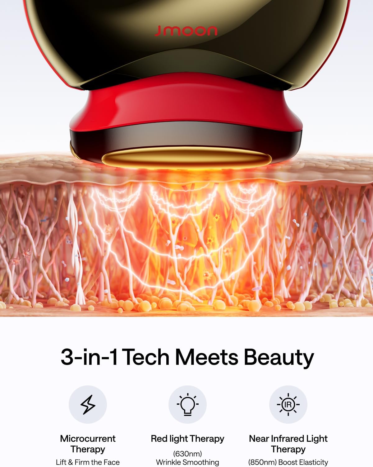 JMOON NouvelleSkin Facial Toning Device, FDA-Cleared Microcurrent Facial Device and Red Light