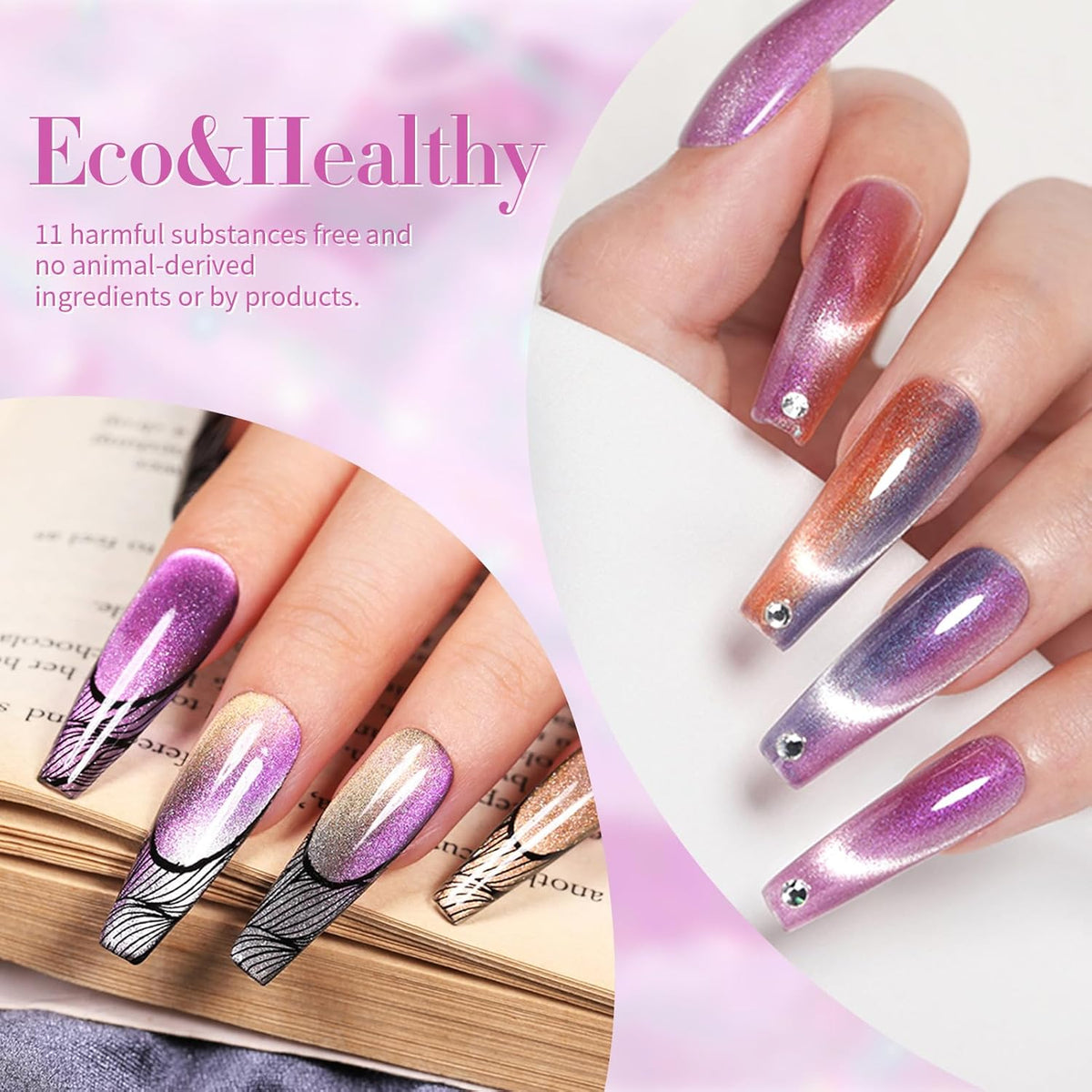 Born Pretty Cat Magnetic Gel Nail Polish Set Auroras 9D Cat Magnetic Eye Glitter Gel Polish Nail