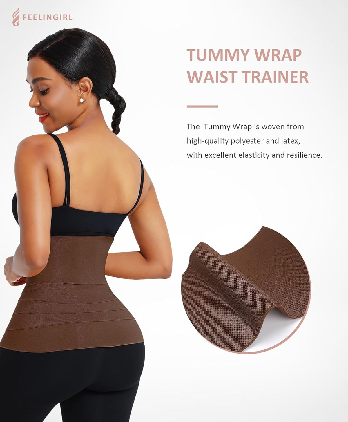 FeelinGirl Waist Trainer for Women Bandage Wrap Trimmer Belt Long Torso Tummy Wraps Belly Body