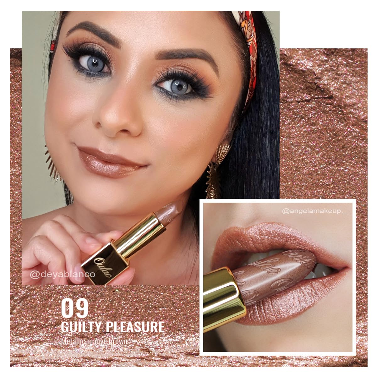 Oulac Brown Lipstick for Women with Metallic 3D Shine Lightweight Hydrating Formula, High Impact