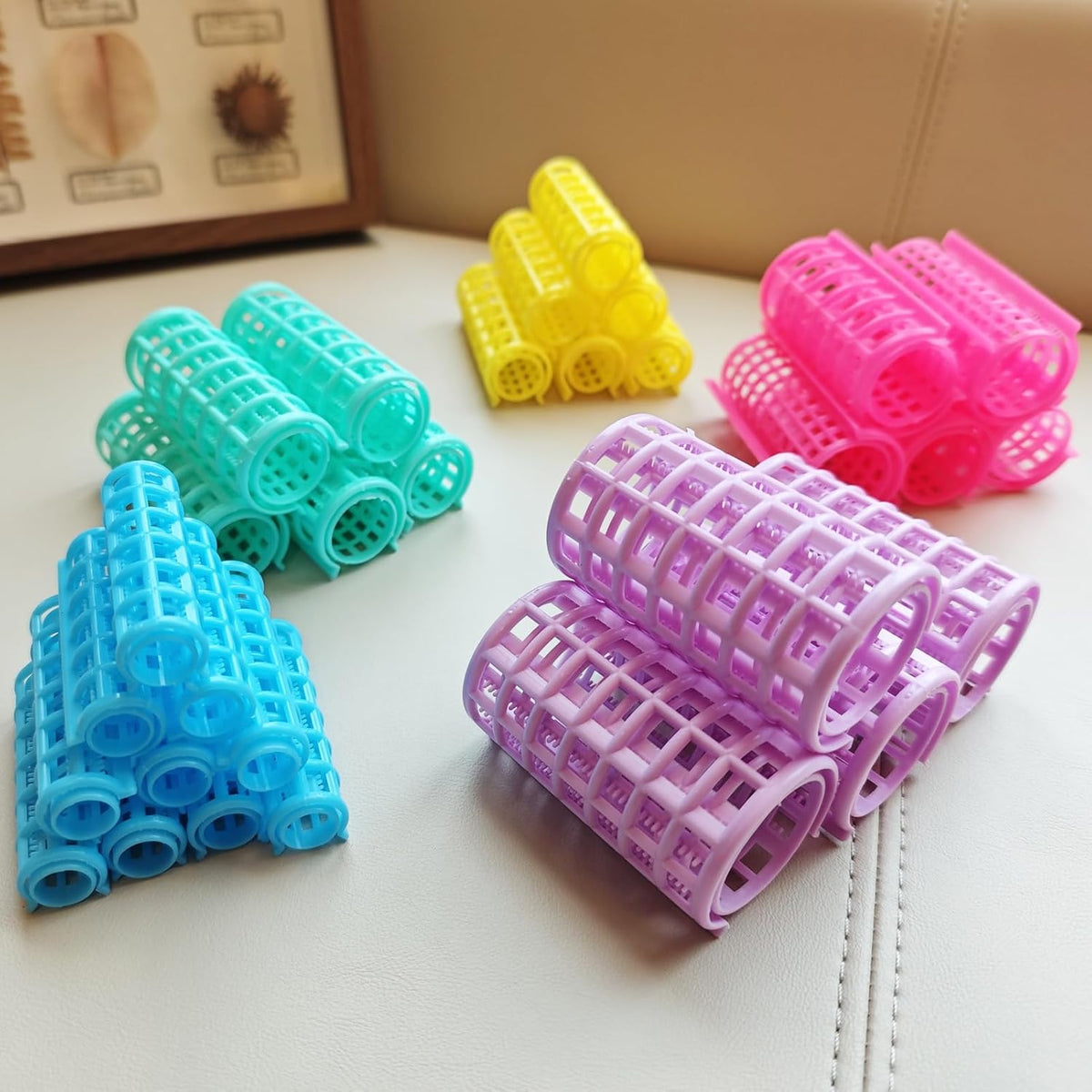 30Pcs Plastic Hair Curlers Snap on Rollers, Self Grip No Heat Curlers Set - Plastic Rollers for