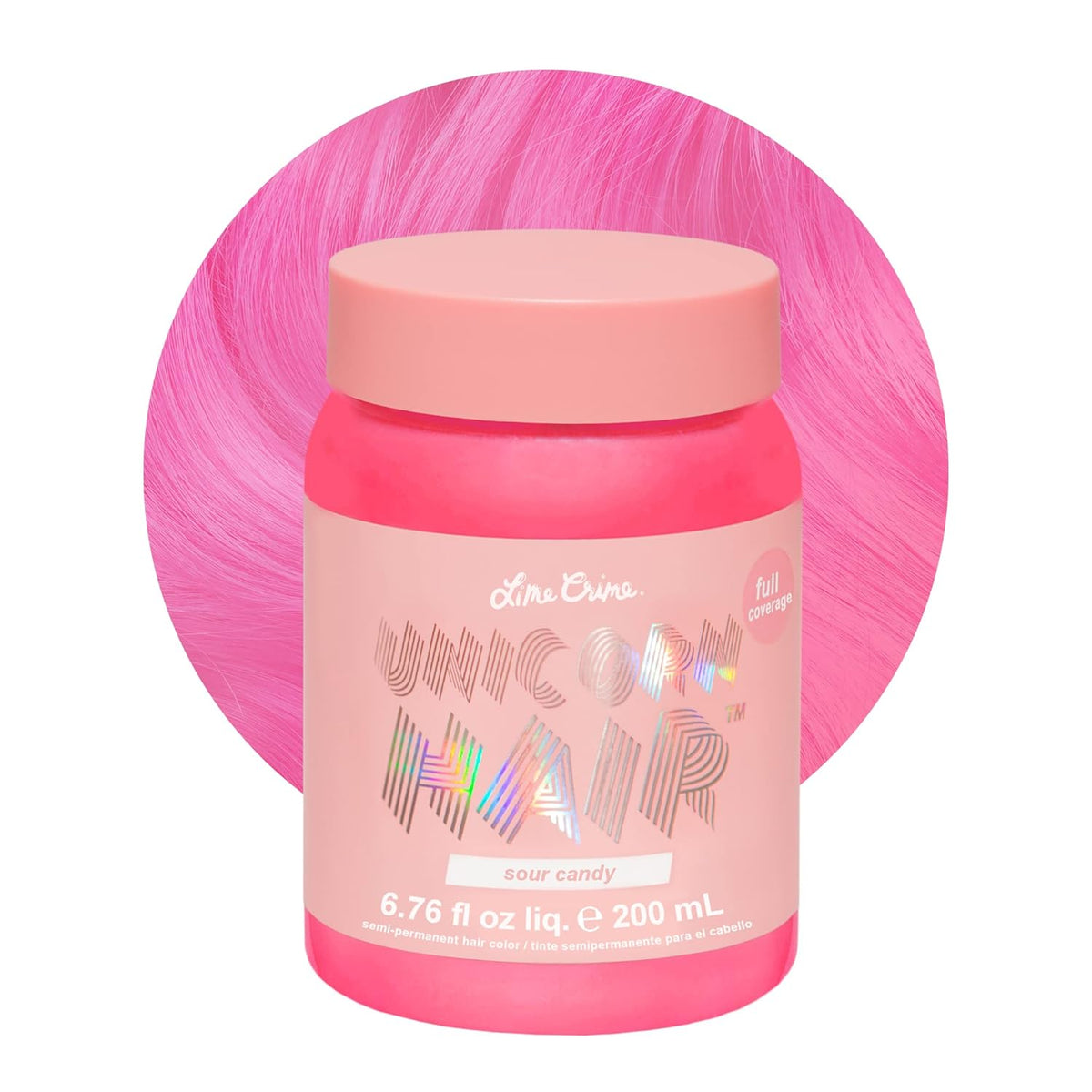 Lime Crime Unicorn Hair Dye Full Coverage, Sour Candy (Bright Pink) - Vegan and Cruelty Free