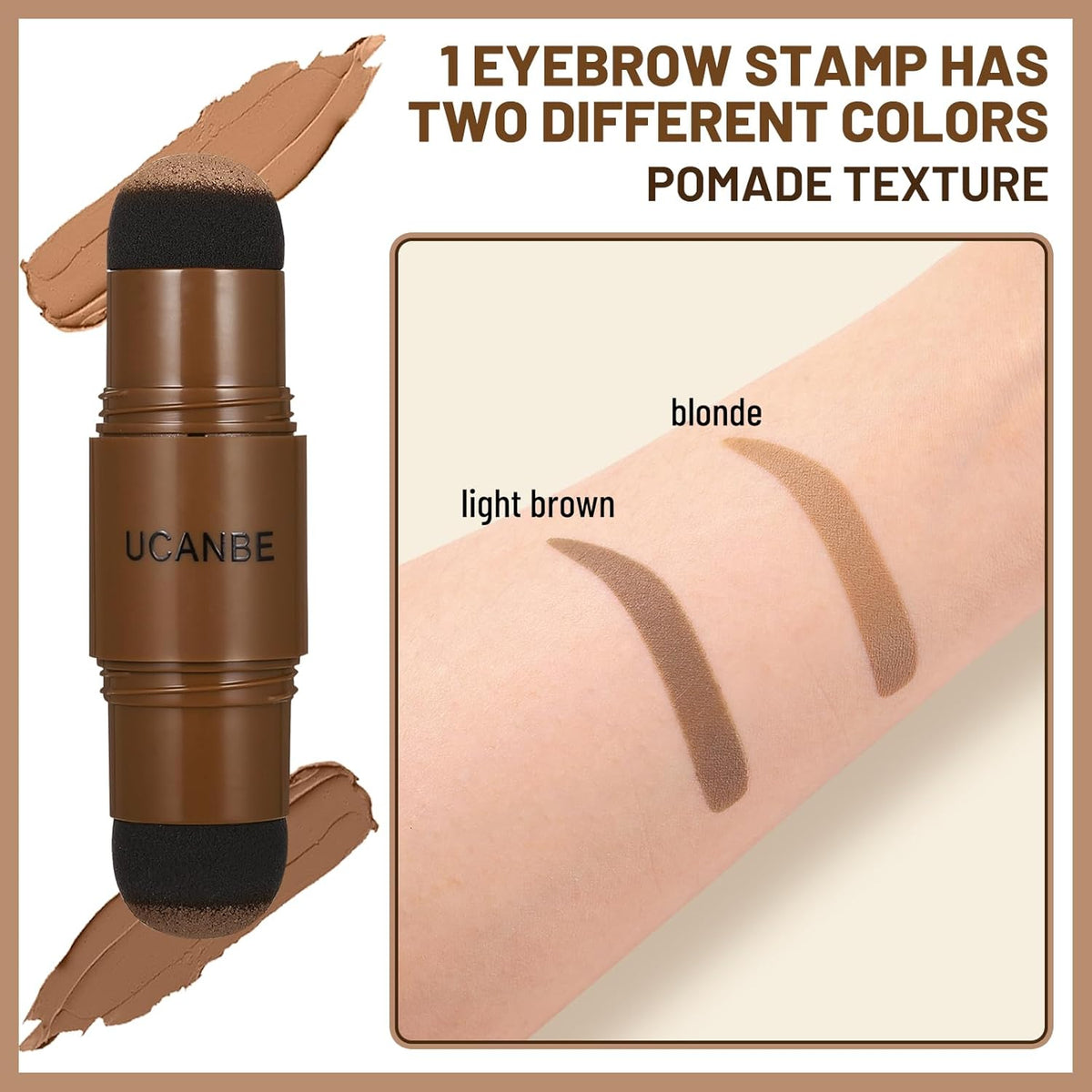 UCANBE 25PCS Eyebrow Stamp Stencil Kit With Dual-Color Eyebrow Stamp Pomade,20 Reusable Eyebrow