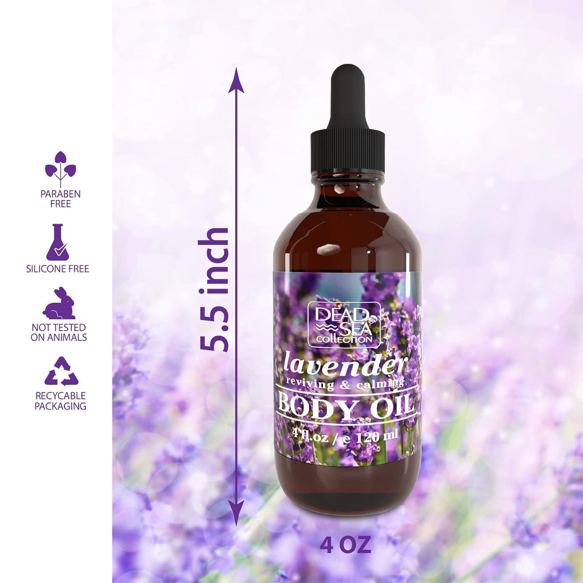 Dead Sea Collection Body Oil with Lavender-Dry Skin Moisturizer and Hydrating Massage