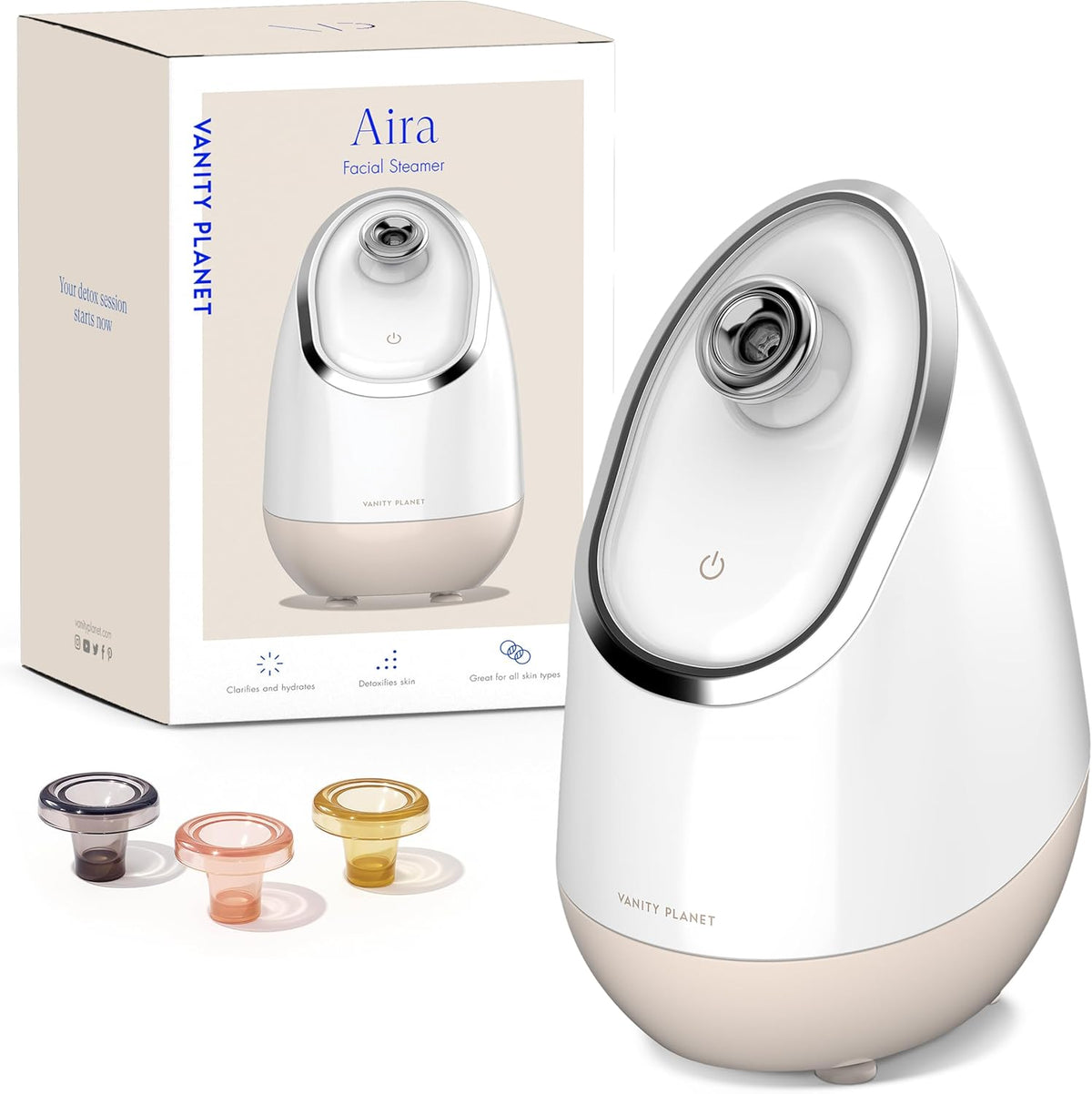 Vanity Planet Aira Ionic Facial Steamer (Beige) - Pore Cleaner That Detoxifies, Cleanses and