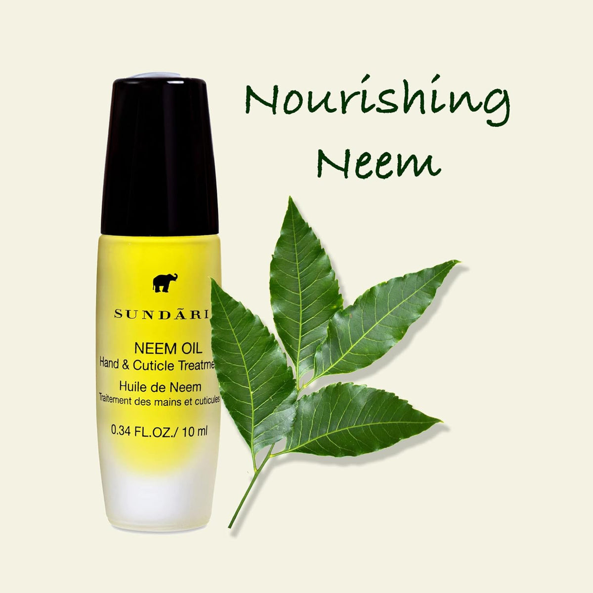SUNDARI Neem Hand & Cuticle Treatment Oil – 0.34 Fl Oz, Roller for Dry Hands, Nails and Cuticles