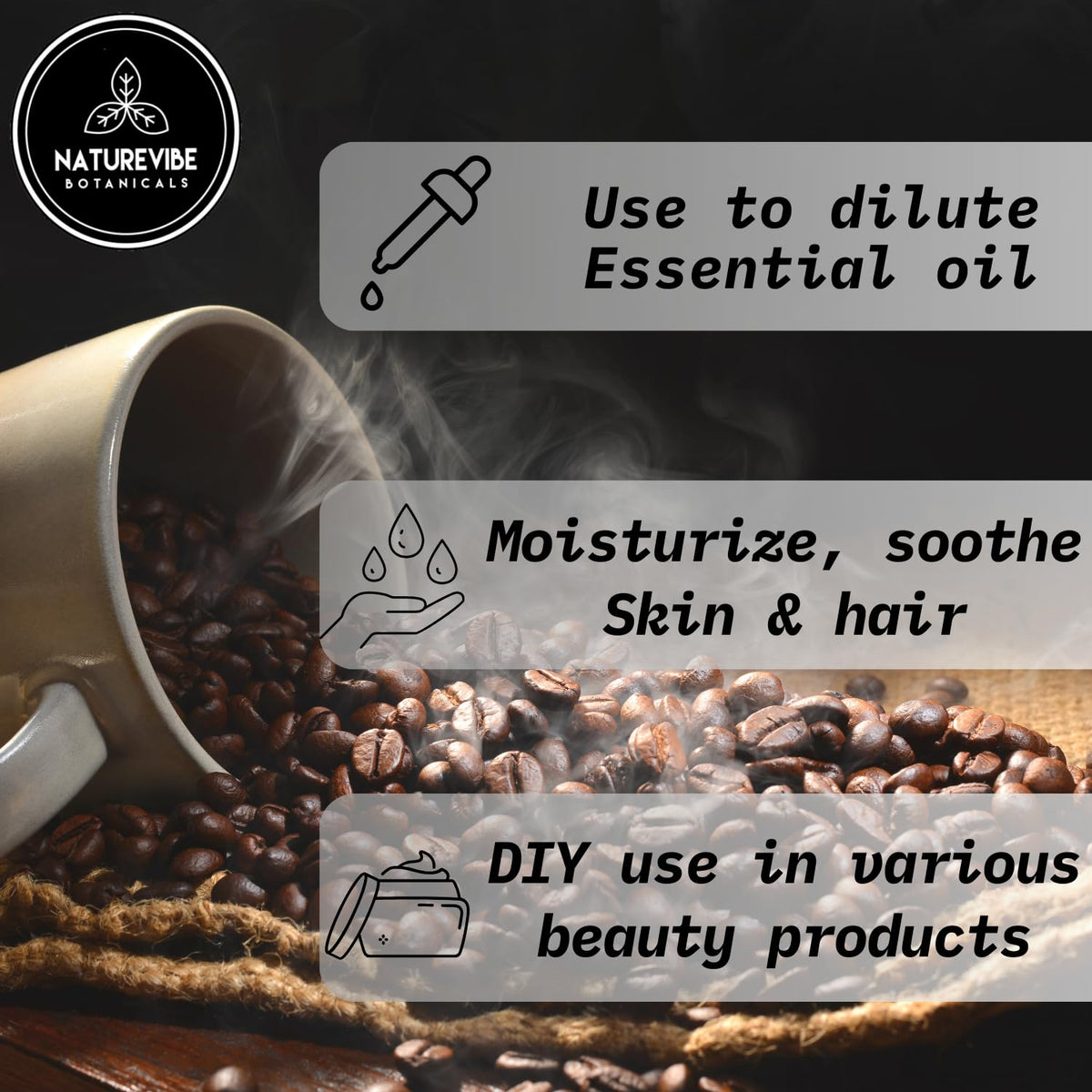 Naturevibe Botanicals Coffee Bean Oil 32 Ounces | 100% Pure and Natural | Great for Skin Care and