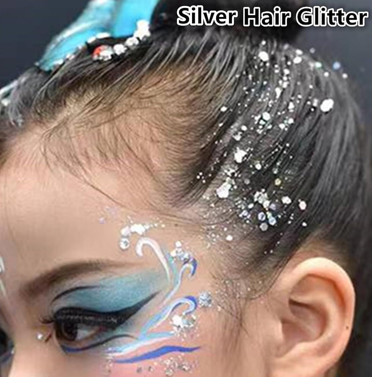 Go Ho Silver Face Body Glitter Gel,Singer Concerts Silver Face Paint Makeup,Holographic Chunky