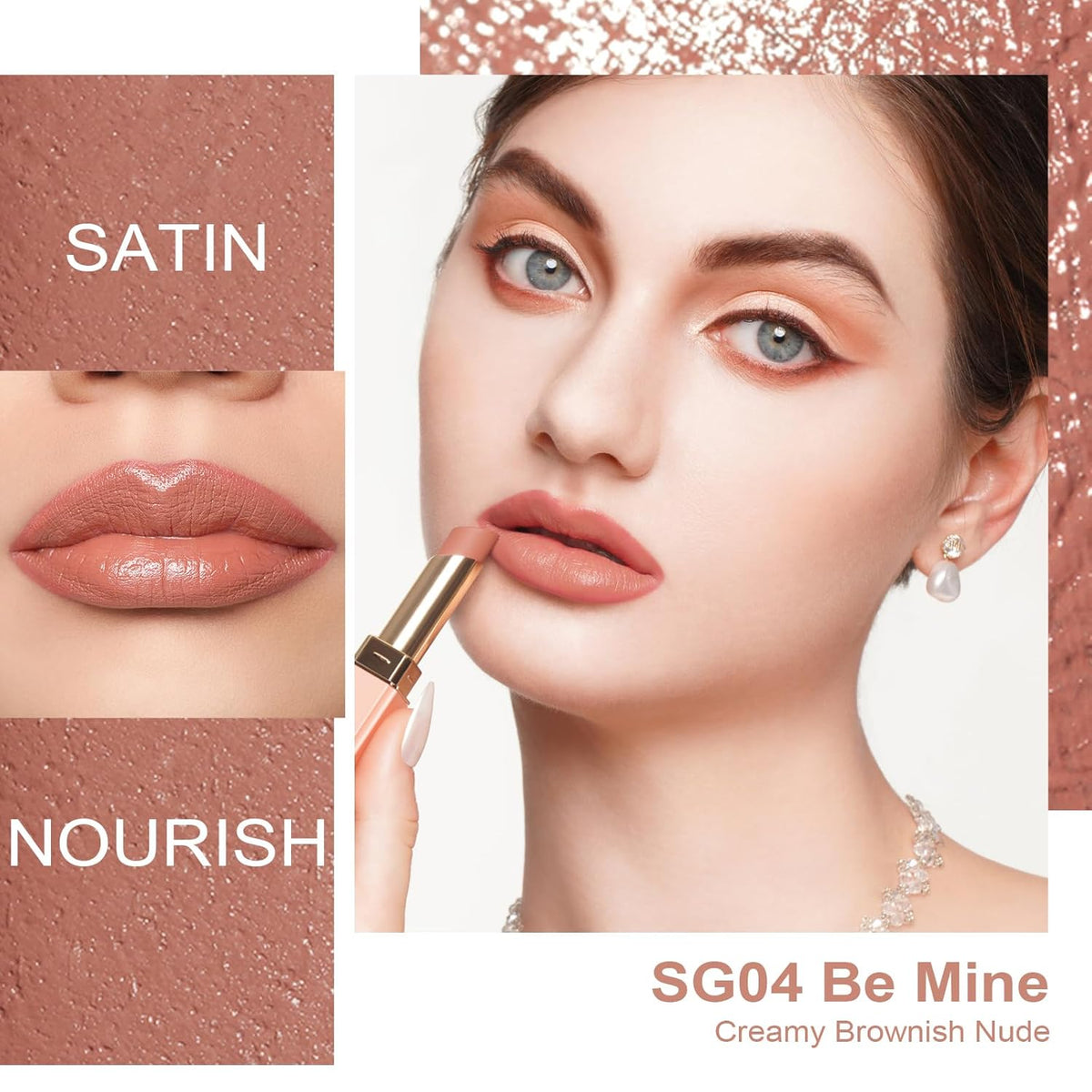 Oulac Color Rich Satin Matte Lipstick – Nude Peach Lipsticks for Women, Long Lasting, Hydrating Lip