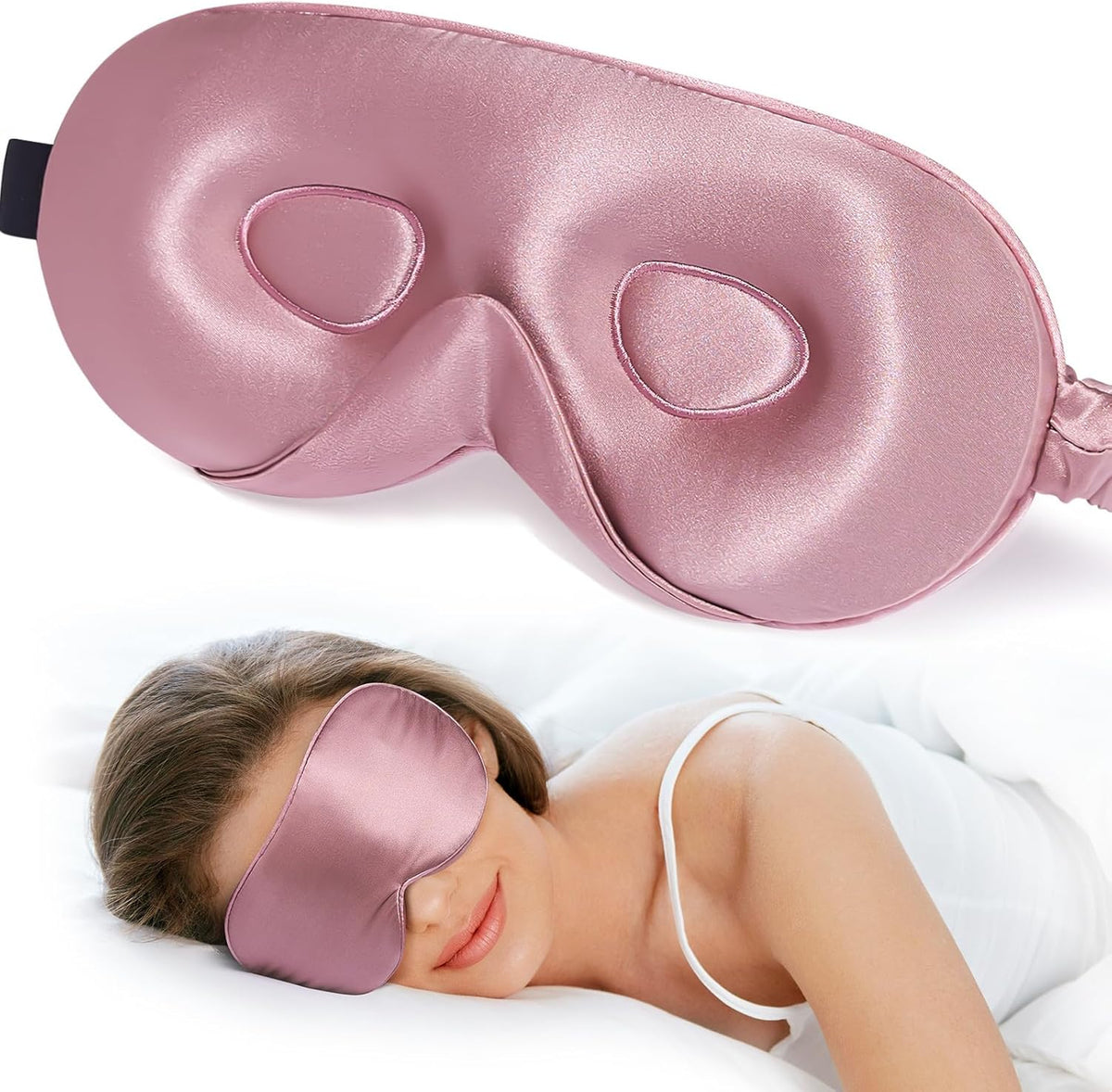 LitBear 100% 22 Momme Mulberry Silk Sleep Mask - 3D Contoured Eye Mask for Men Women, Soft