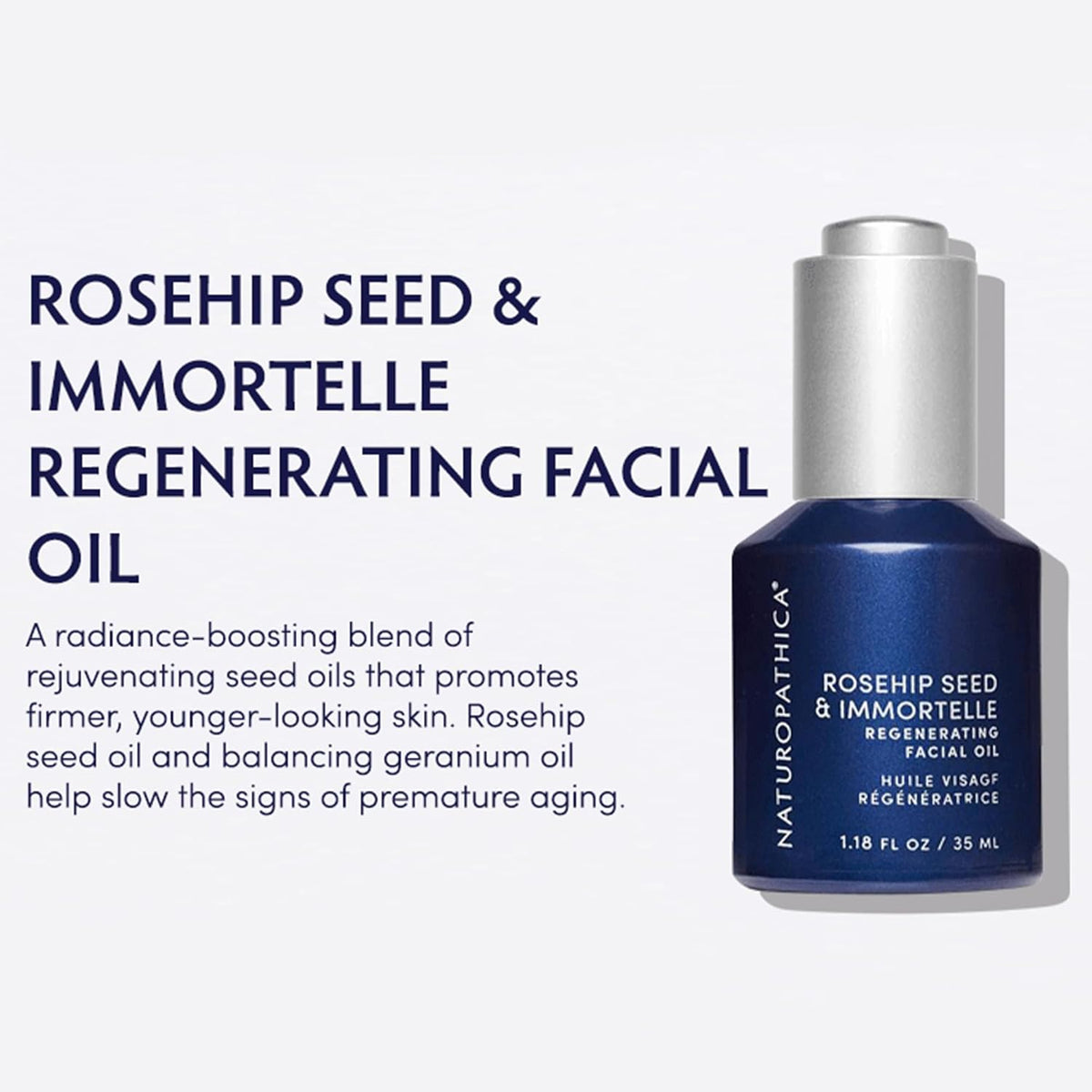 Naturopathica Rosehip Seed & Immortelle Regenerating Facial Oil, Daily Face Oil for Softened Fine
