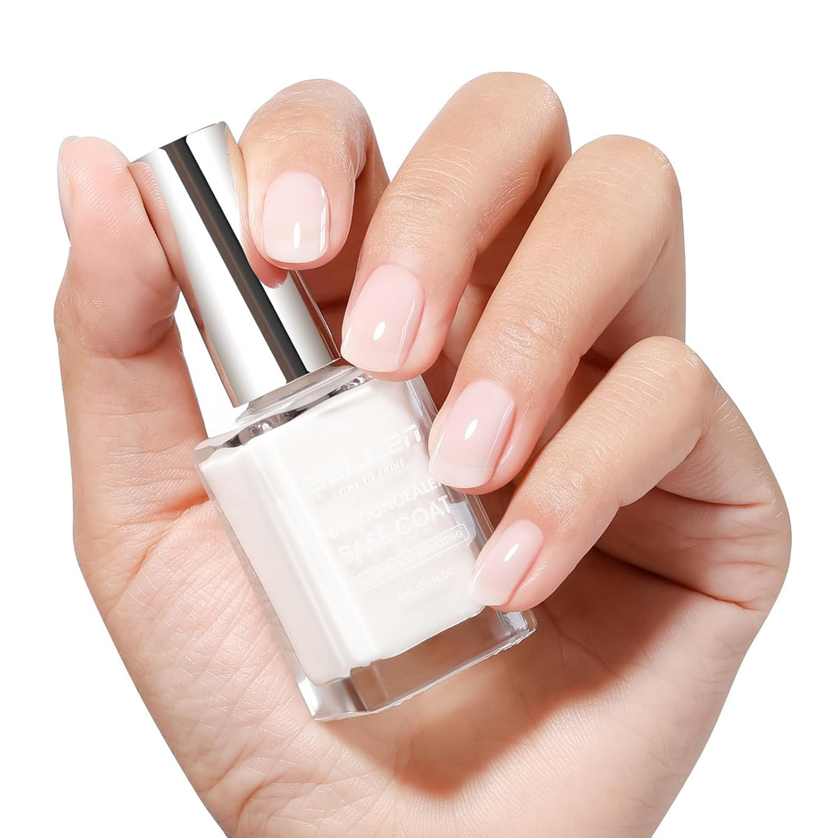 Gellen 4-In-1 Illuminating Nail Concealer Base Coat Polish Milky White, Nail Strengthener Ridge