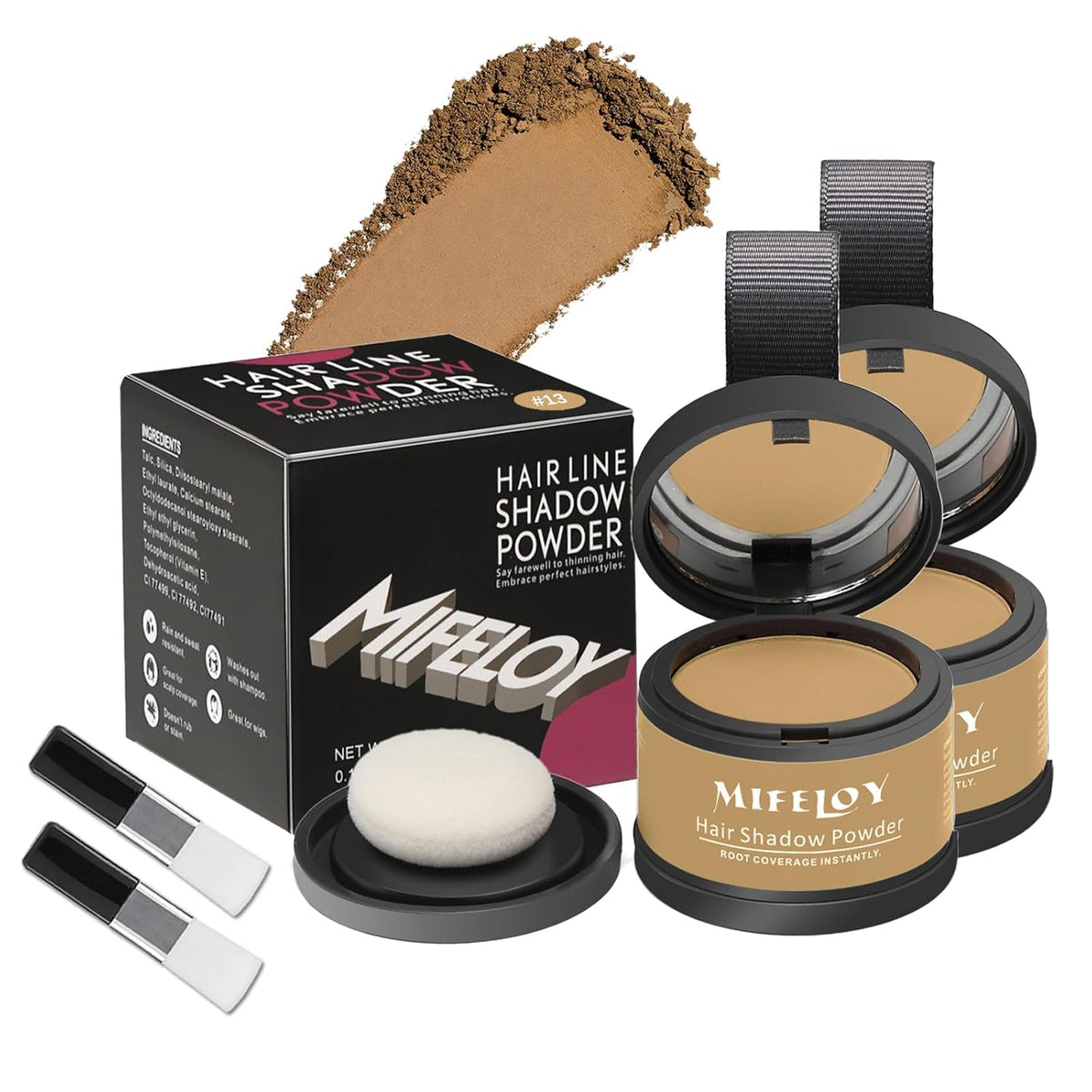 2 Pack Root Touch Up Shadow Powder, Gray Hair Cover Up, Women Color Root Coverage Powder for