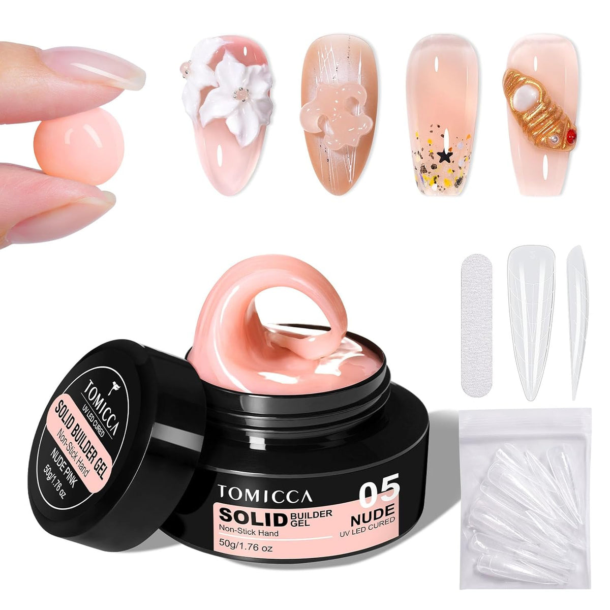 TOMICCA Hard Gel 3D Gel Nail Art Solid Builder Gel for Nails 50g 3D Nail Gel Sculpting Gel for Nail