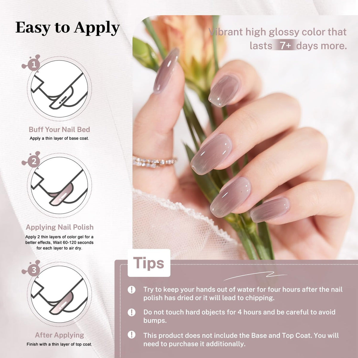 16.5ml Jelly Light Gray Nail Polish Large Volume Quick Dry Nail Polish, Long Lasting Shine