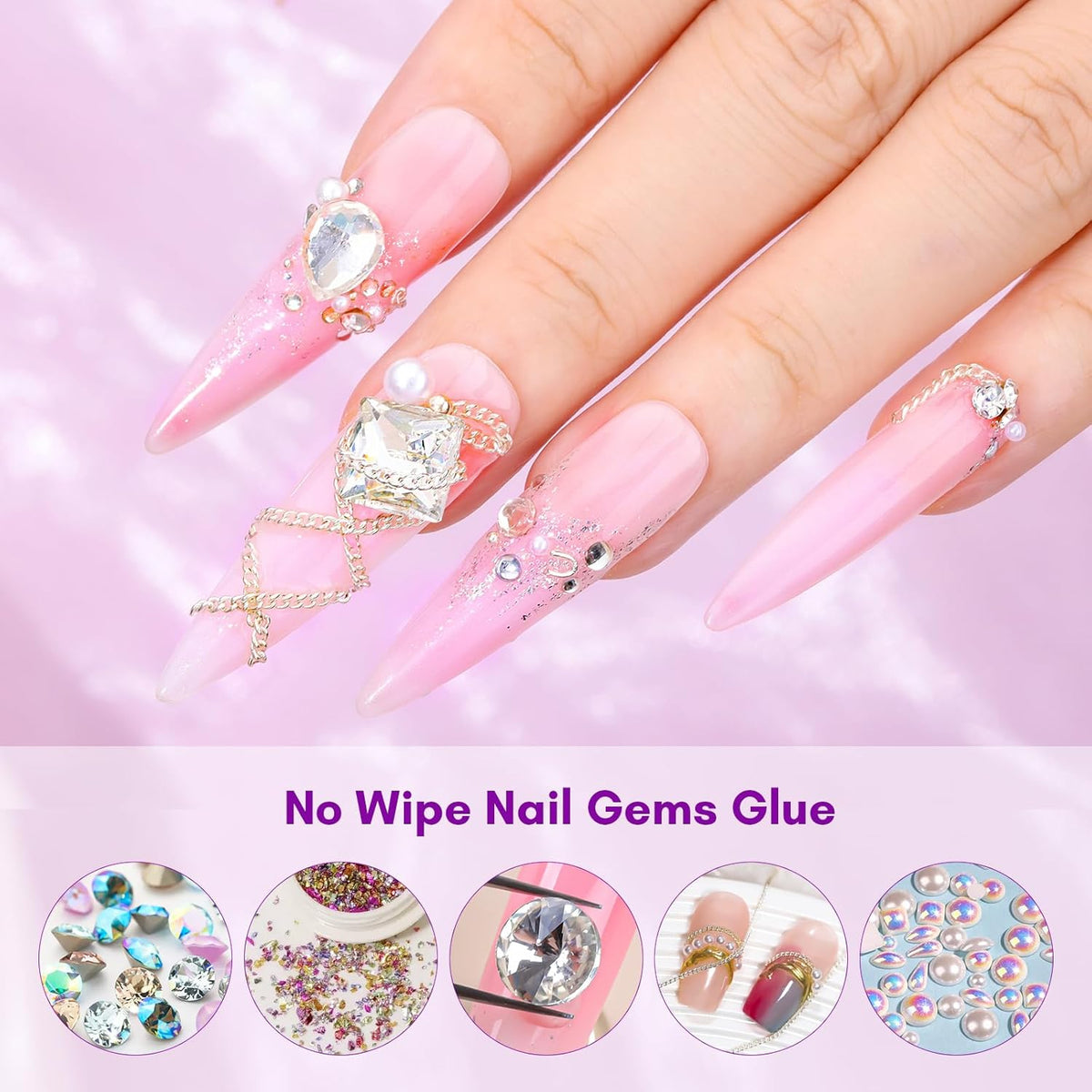 Makartt Rhinestone Glue for Nails 12PCS 30ML, Super Strong Gel Adhesive for Nail Salon, 3D Nail