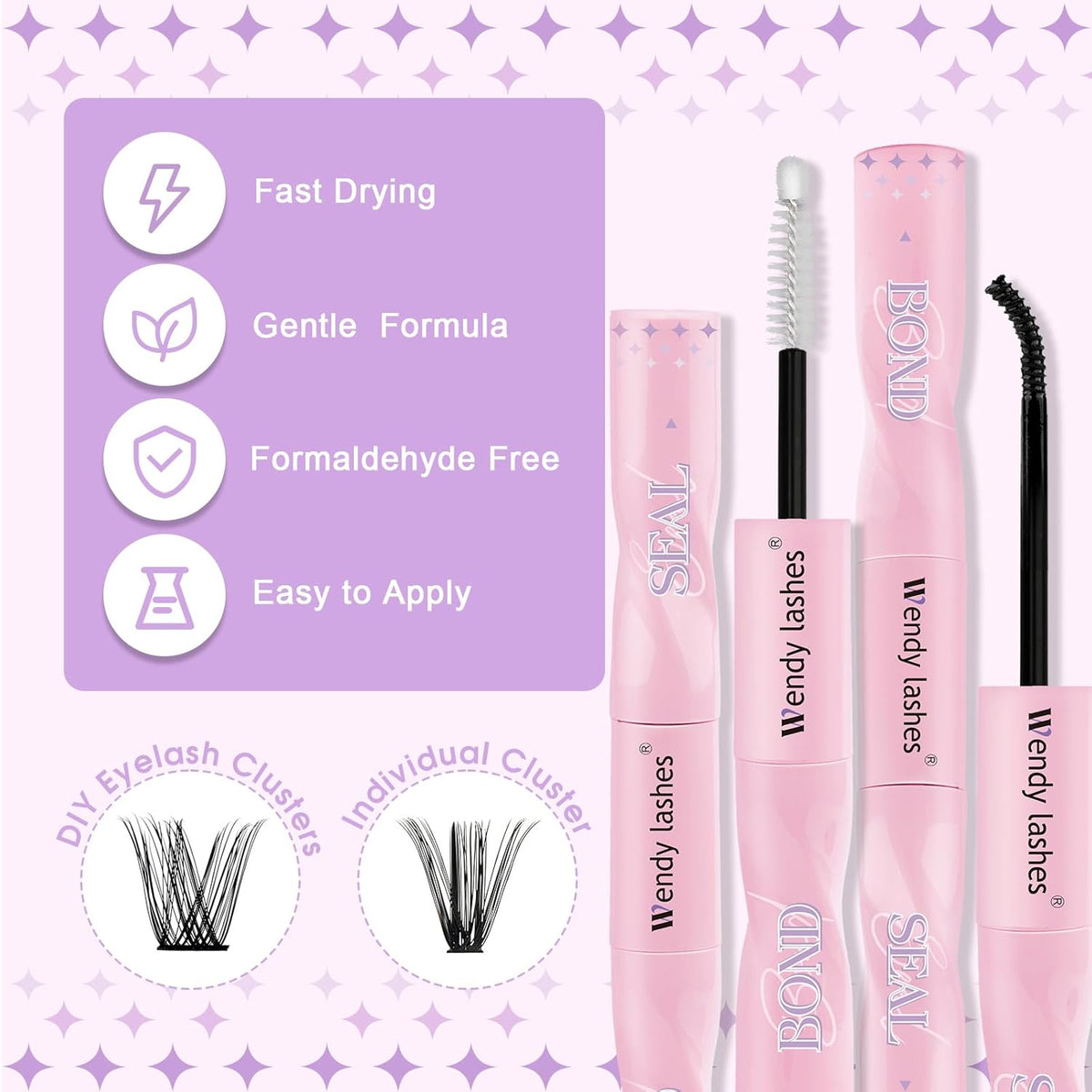 2 in 1 Lash Bond and Seal Kit for DIY Eyelash Extension,Waterproof,Black,Strong Hold Use at