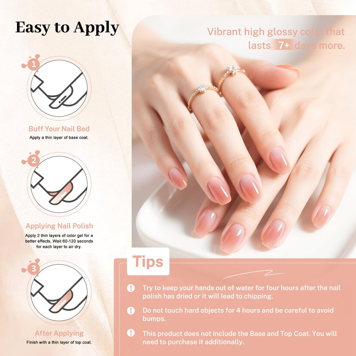 16.5ml Jelly Nude Pink Nail Polish Large Volume Quick Dry Nail Polish, Long Lasting Shine