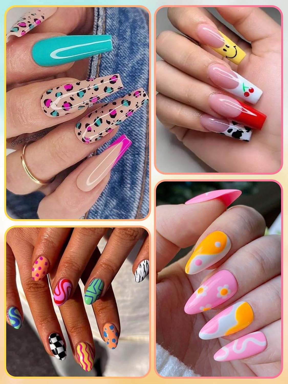 EBANKU 24 Color Nail Art Pens Set 3D Acrylic Paint Nail Art Quick-Drying Nail Point Dotting Liner