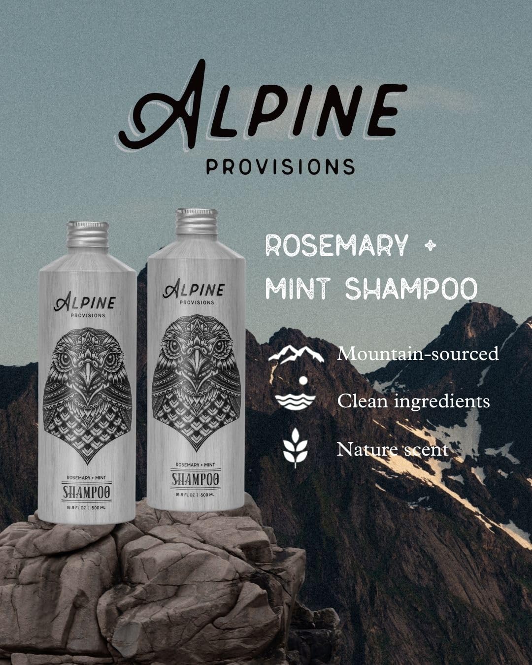 Alpine Provisions Rosemary & Mint Shampoo - Naturally Repair, Cleanse, and Hydrate with Essential