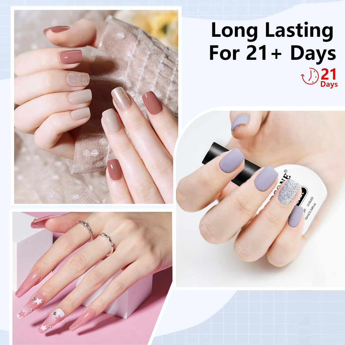 JODSONE 2Pcs 10ml No Wipe Gel Top Coat Clear Glossy Shine Finish Long Lasting No Soak Off Requires