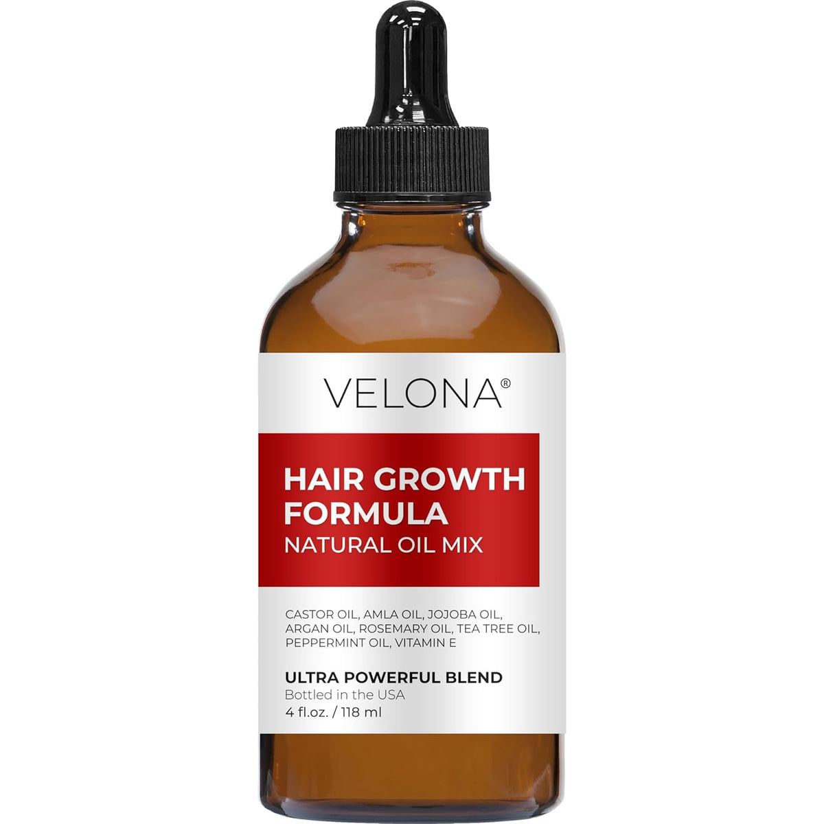 velona Hair Growth Formula - 4 oz | Castor, Amla, Jojoba, Argan, Rosemary, Peppermint, Tea Tree