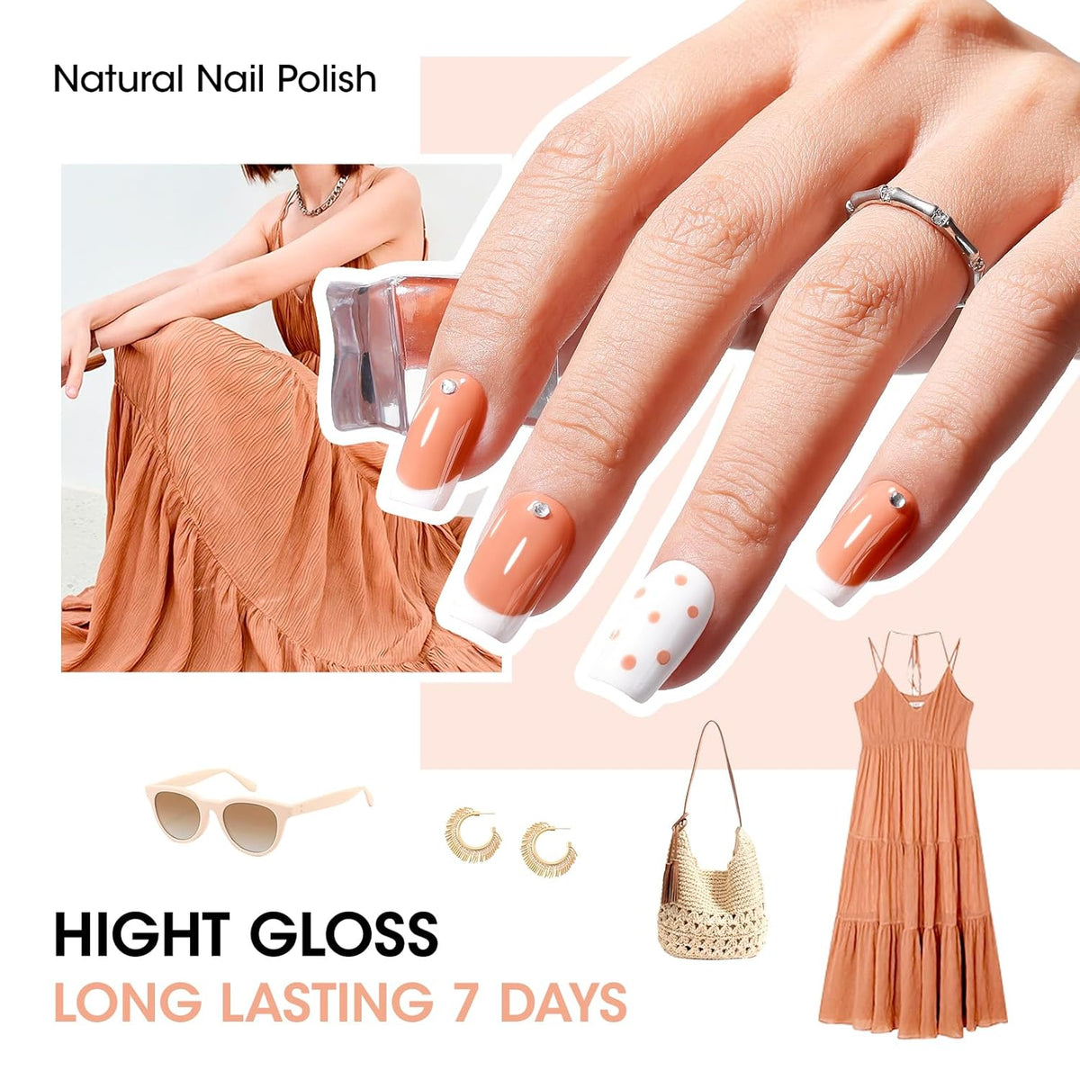 GELLEN Nail Polish Set, French Tip Manicure Nude White Regular Nail Polish Quick Air Dry Bright 12