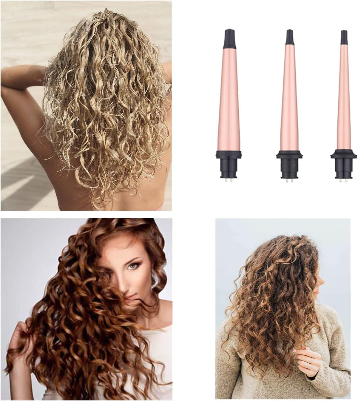 Curling Iron Wand Set, Curling Wand 3 in 1 Hair Curling Wands Interchangeable Ceramic 0.35-1.25inch