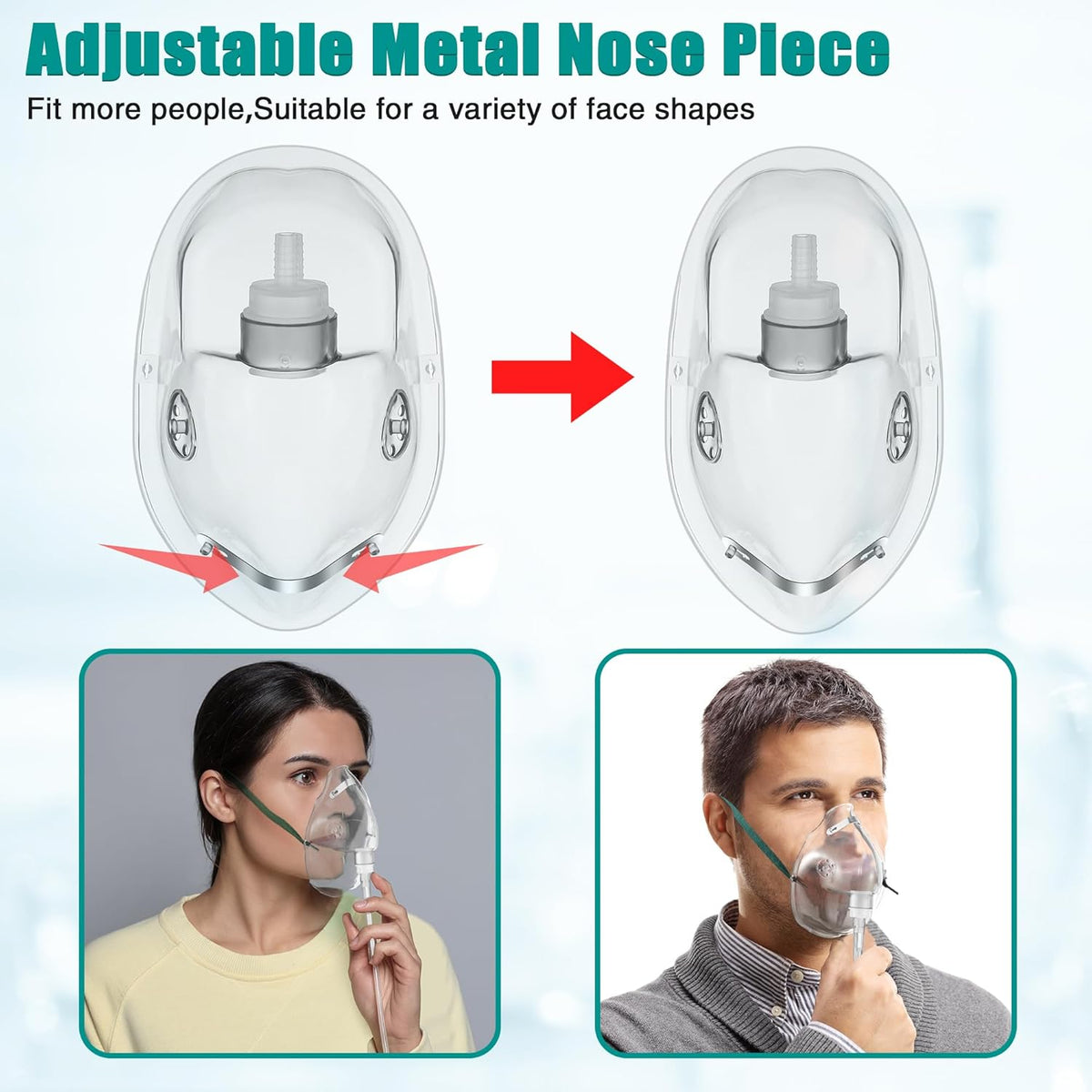 Geiserailie 2 Pack M Size Oxygen Mask with 6.6 Ft Tubing and Adjustable Elastic Strap, Adult Oxygen
