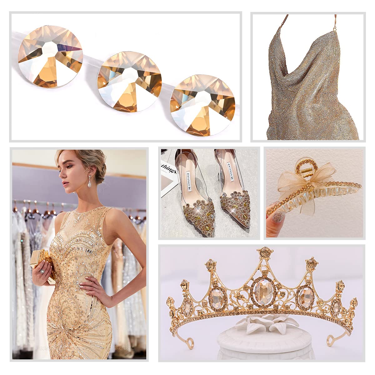 Novani Golden Shadow Rhinestones 1440pcs Flat Back Round Rhinestone Style 2088 Sparkly Crystal