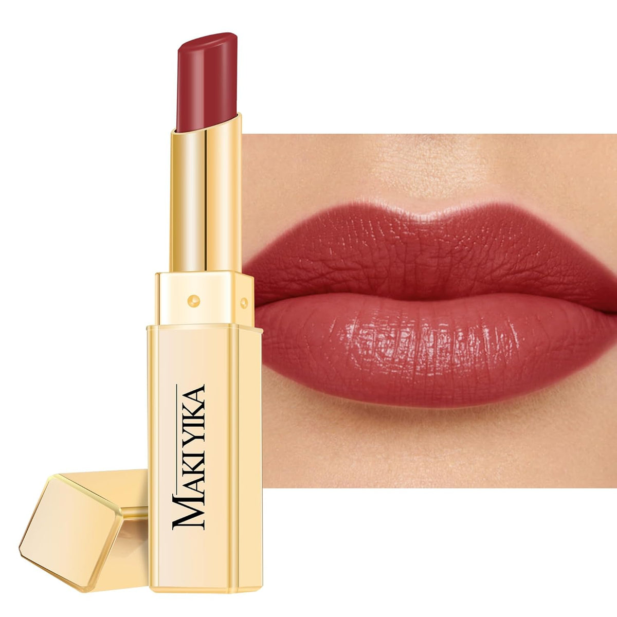 MAKI YIKA Moisture Mauve Red Lipstick for Women Hydrate Lip Gloss for Dry Cracked Lips Weightless