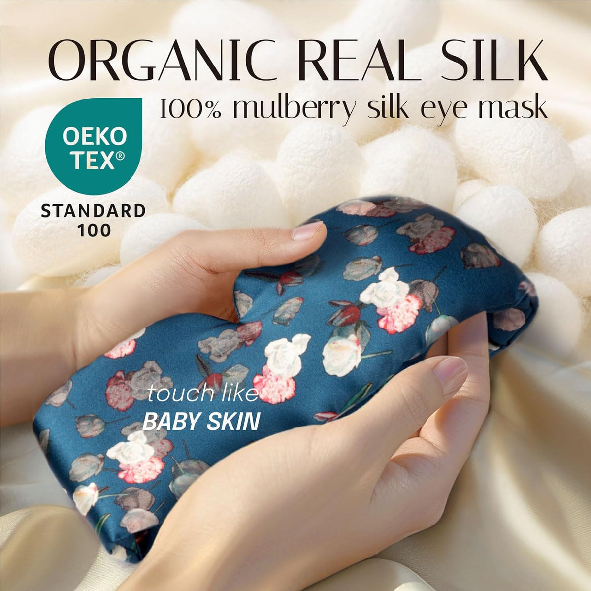 Silk Sleep Mask Soft Pressureless: 100% Mulberry Silk for Eye Skin Anti Wrinkles, Large Size for