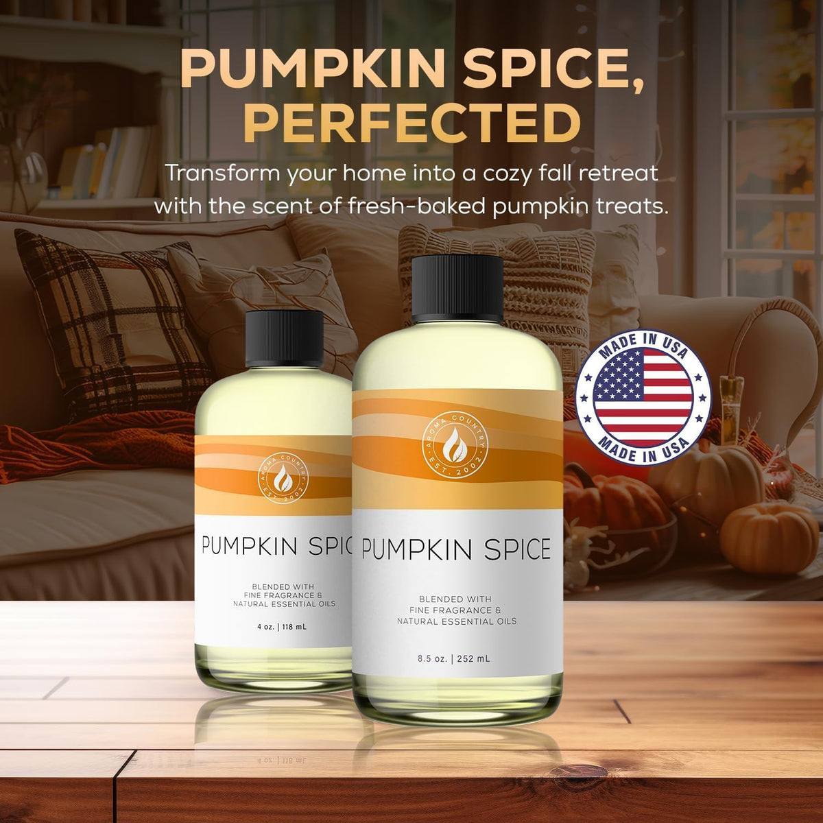 Aroma Country Pumpkin Spice Diffuser Oil - Luxury Essential Oils for Diffuser Refill & Air