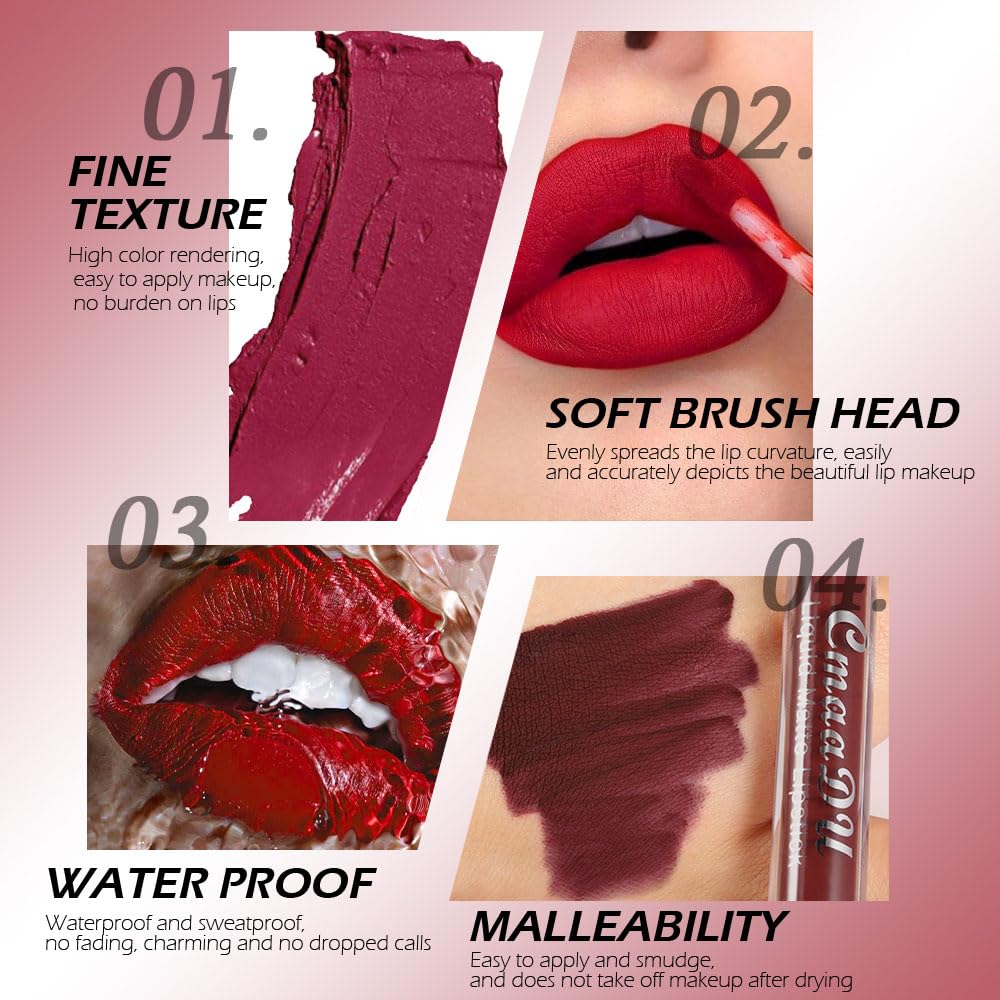 evpct 1Pcs Orange Red Liquid Matte Lipstick Lipgloss Set for Women, labiales mate 24 horas