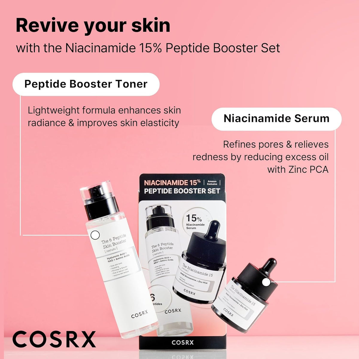 COSRX Niacinamide 15% Peptide Booster Set - Amazon Exclusive - Korean Skin Care Set, Gift Sets