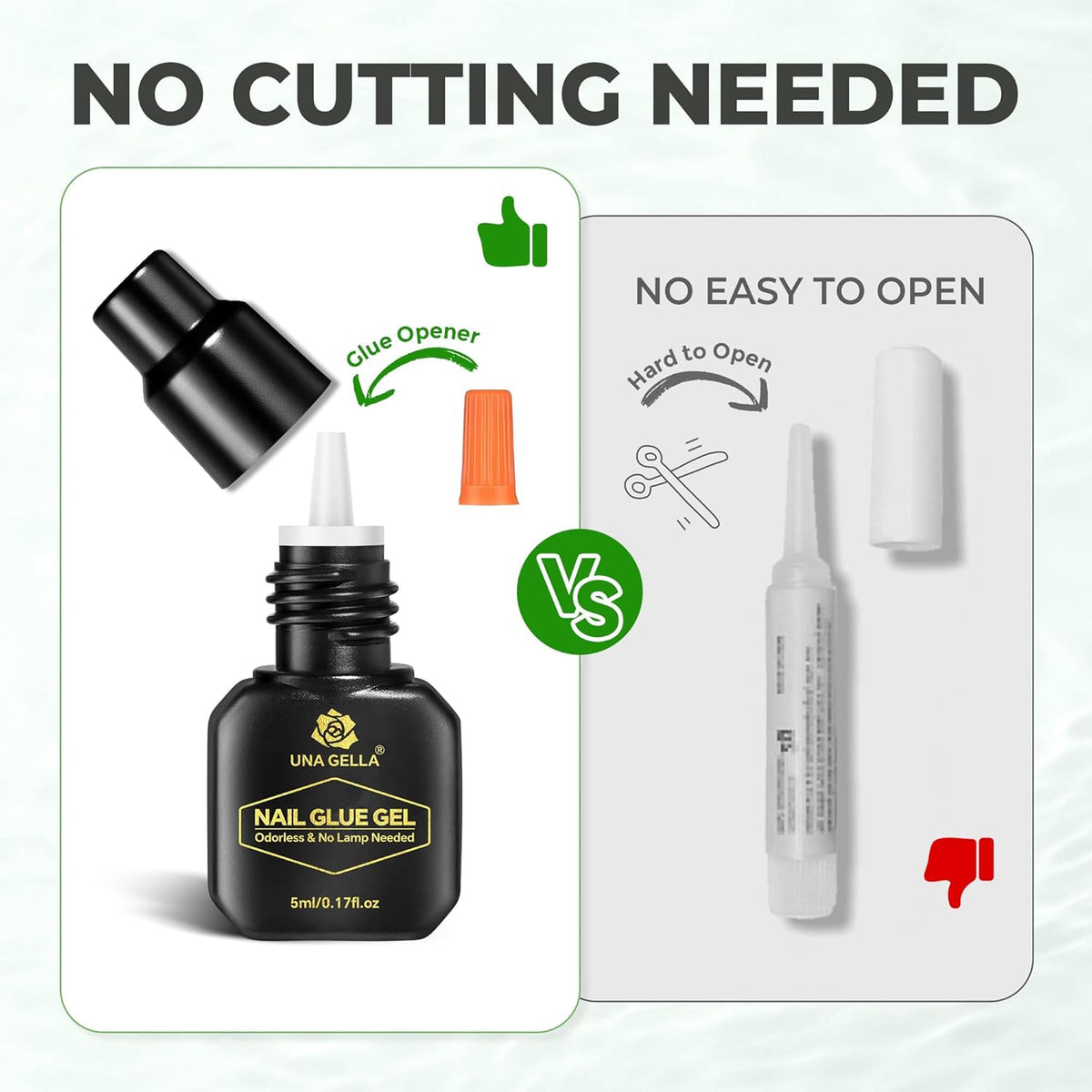 UNA GELLA Super Strong Gel Nail Glue for Press Ons: No U V Lamp Needed Glue Gel, Travel-Size 5ml